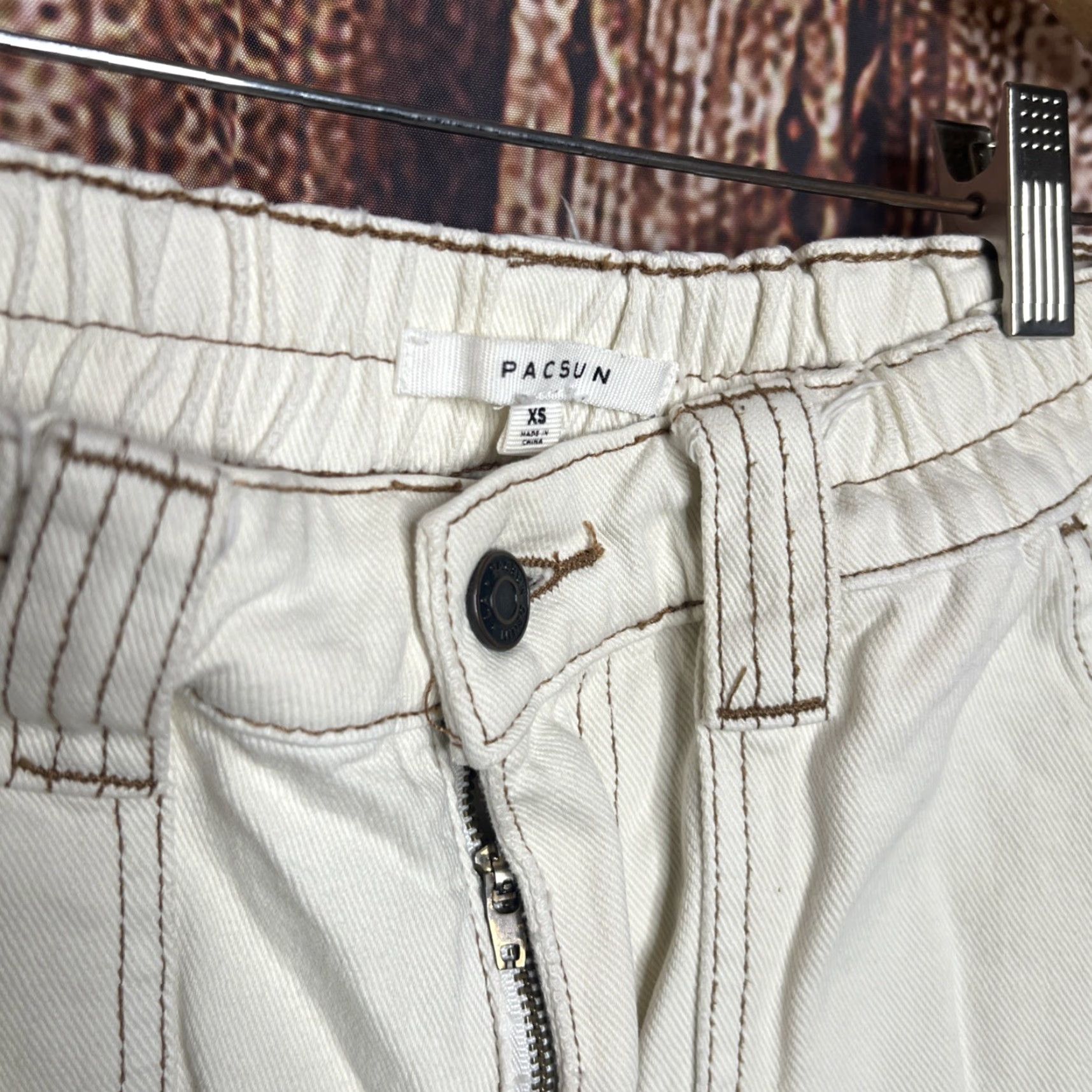 Pacsun Pacsun Women's XS Ivory Baggy Cargo Wide Straight Drawstring Pants Size 26" / US 2 / IT 38 - 2 Thumbnail