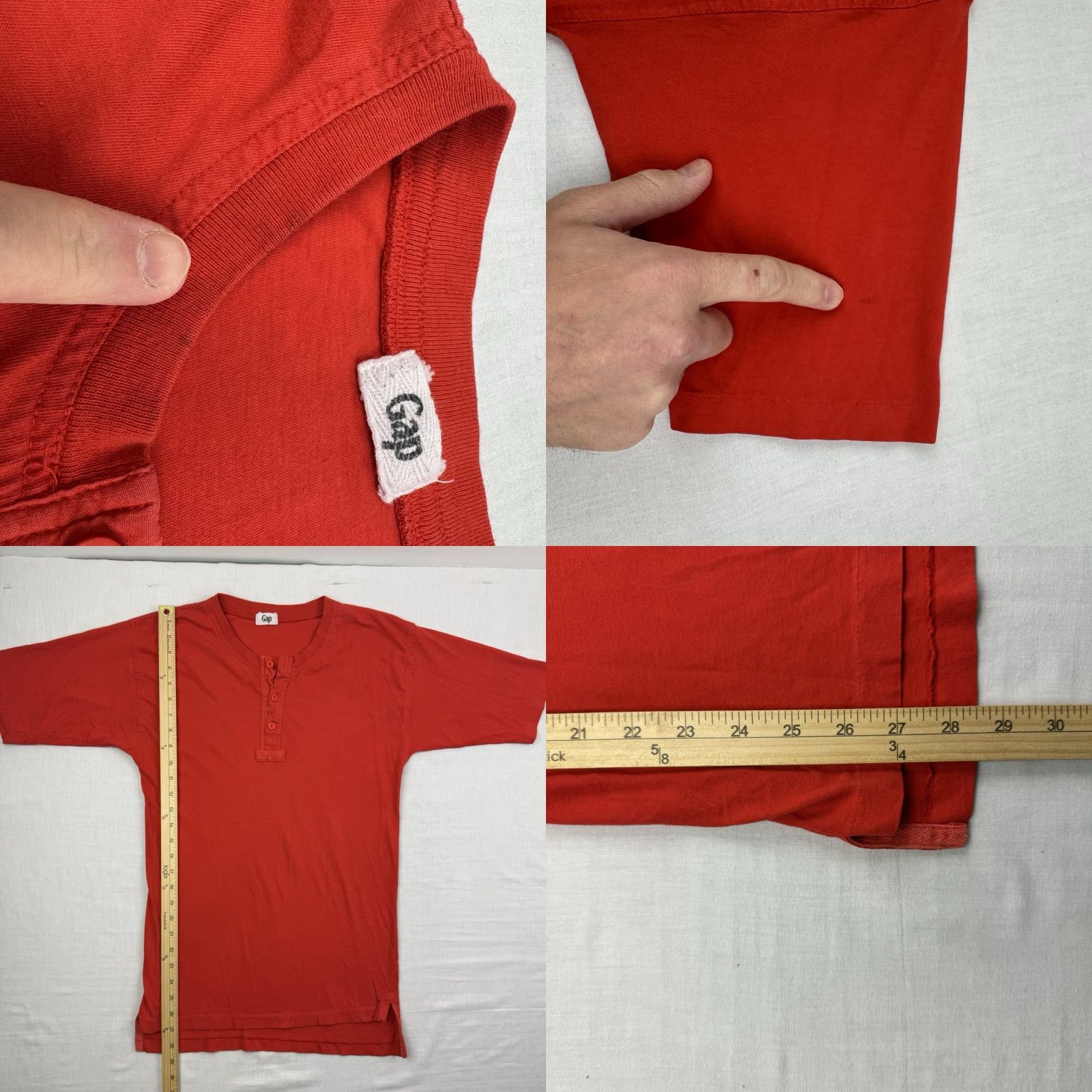Gap VINTAGE Gap Henley T-Shirt Men Adult Medium Red Grunge 80s 90s Classic Button Up Size US M / EU 48-50 / 2 - 8 Thumbnail