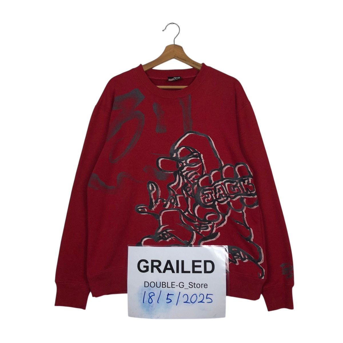 Japanese Brand 📌Vintage Sweatshirt The Hither Punk Design Biker Full Print Size US L / EU 52-54 / 3 - 1 Thumbnail