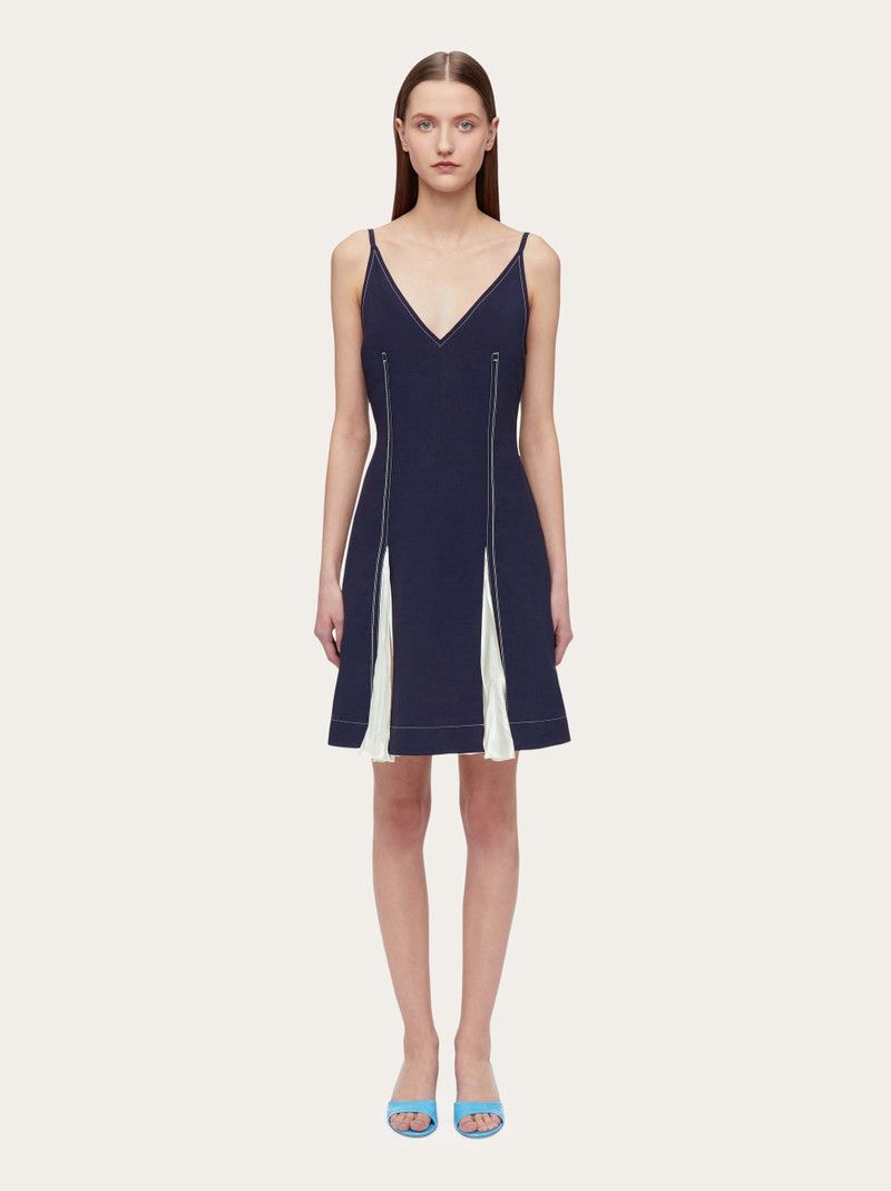 Salvatore Ferragamo o1s1rm0126 Inlays Short Slip Dress in Blue/White Size S / US 4 / IT 40 - 8 Thumbnail