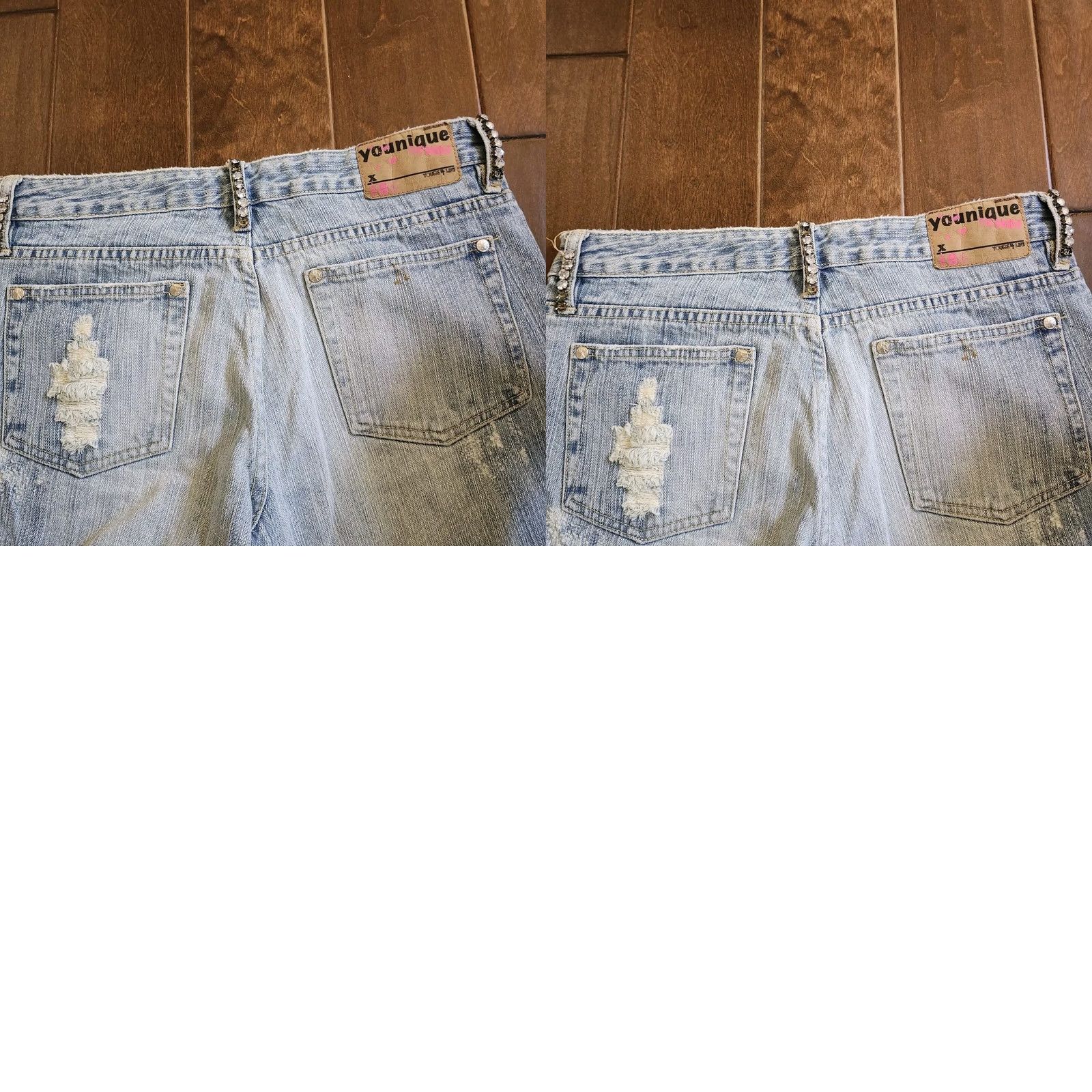 Denime Younique Jeans 11 Blue Women Junior Distressed Rhinestones Denim Size Size 32" / US 10 / IT 46 - 10 Thumbnail