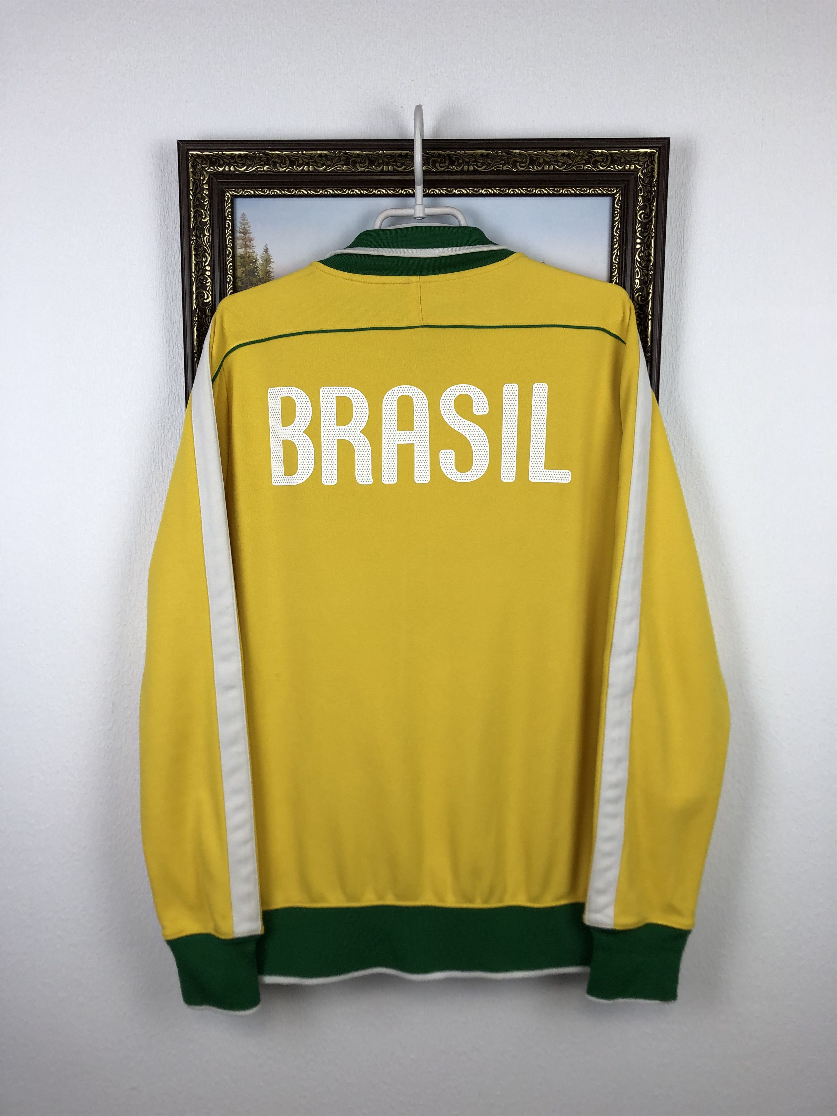 Nike Brazil Football Jacket Yellow Soccer Track Top Zip