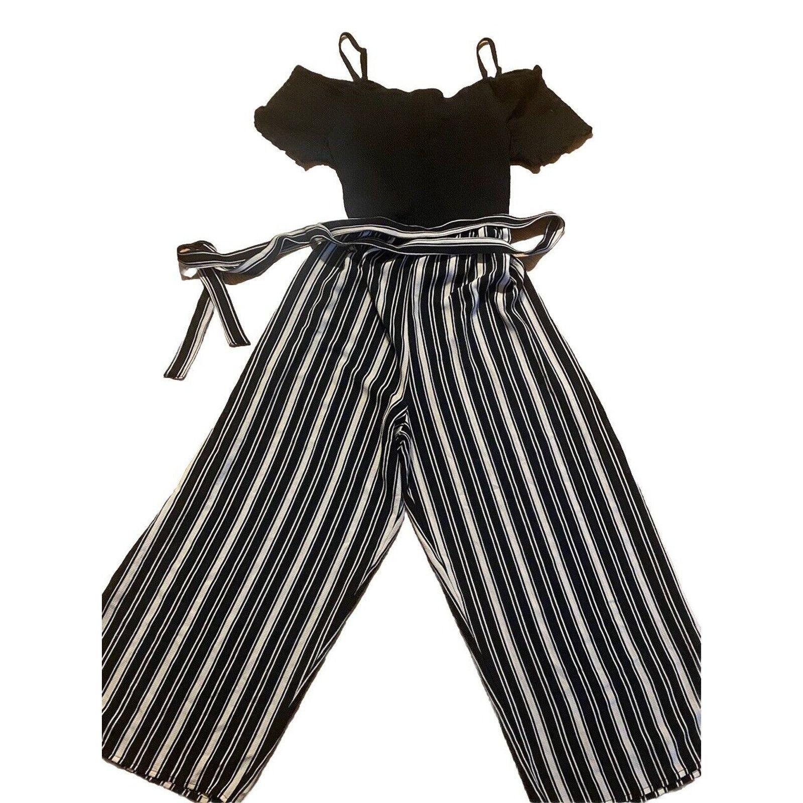 Other Jumpsuit Womens 3X Black & white Striped Ankle Wide Leg Size 38" / US 16 / IT 52 - 9 Thumbnail
