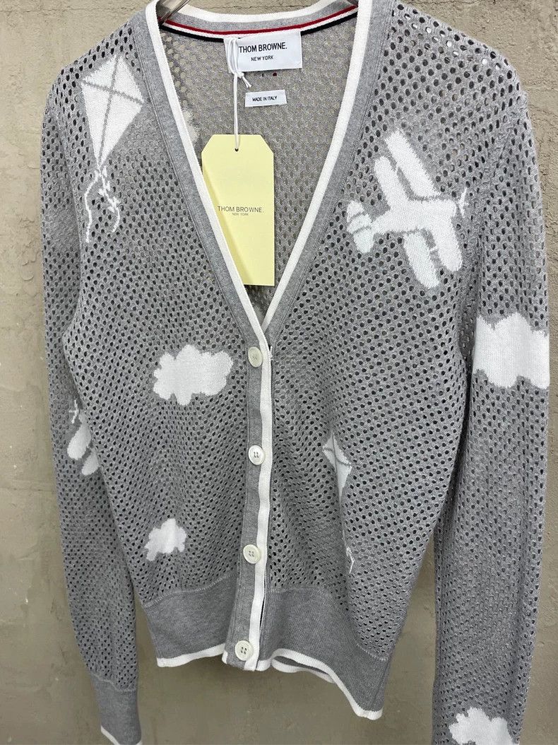 Thom Browne Thom browne Gray show small airplane cloud kite mesh knitte Size US XXS / EU 40 - 3 Thumbnail