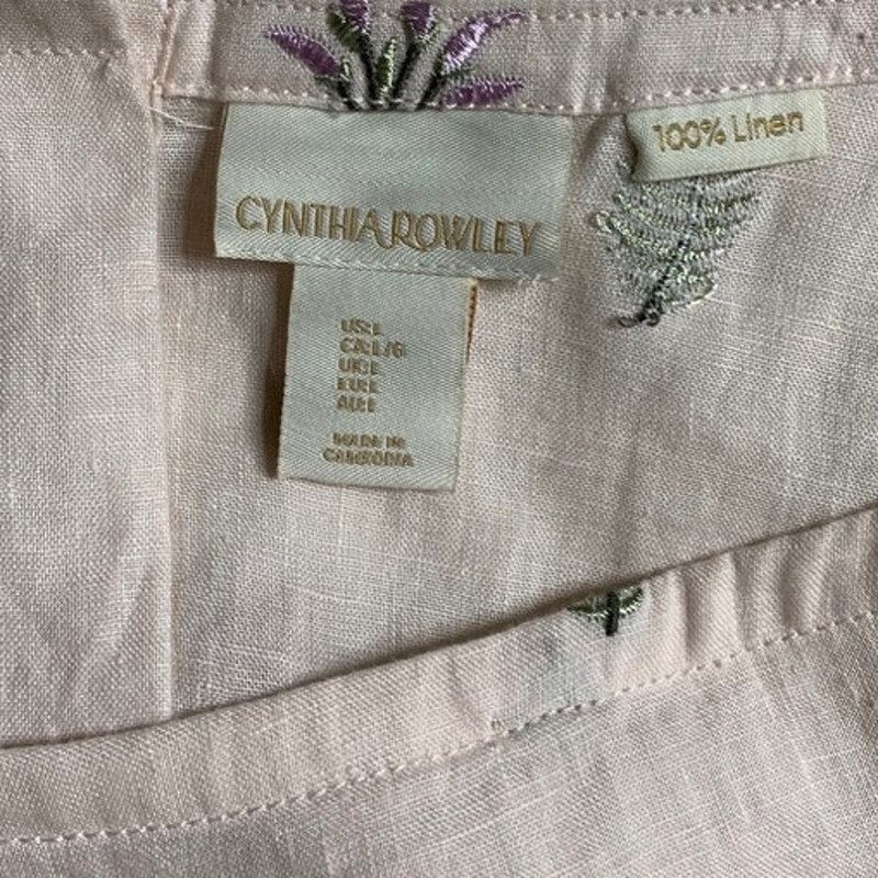 Cynthia Rowley Cynthia Rowley Linen Top Women Large Embroidered Button Back Size L / US 10 / IT 46 - 7 Thumbnail