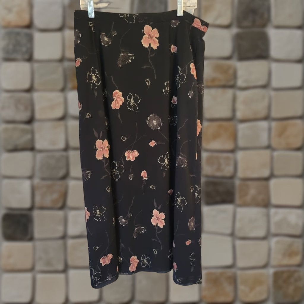 Pendleton VINTAGE Pendleton Maxi Skirt 16 Plus Black Floral Lined 90s Grunge Goth Polyester Size 38" / US 16 / IT 52 - 1 Thumbnail