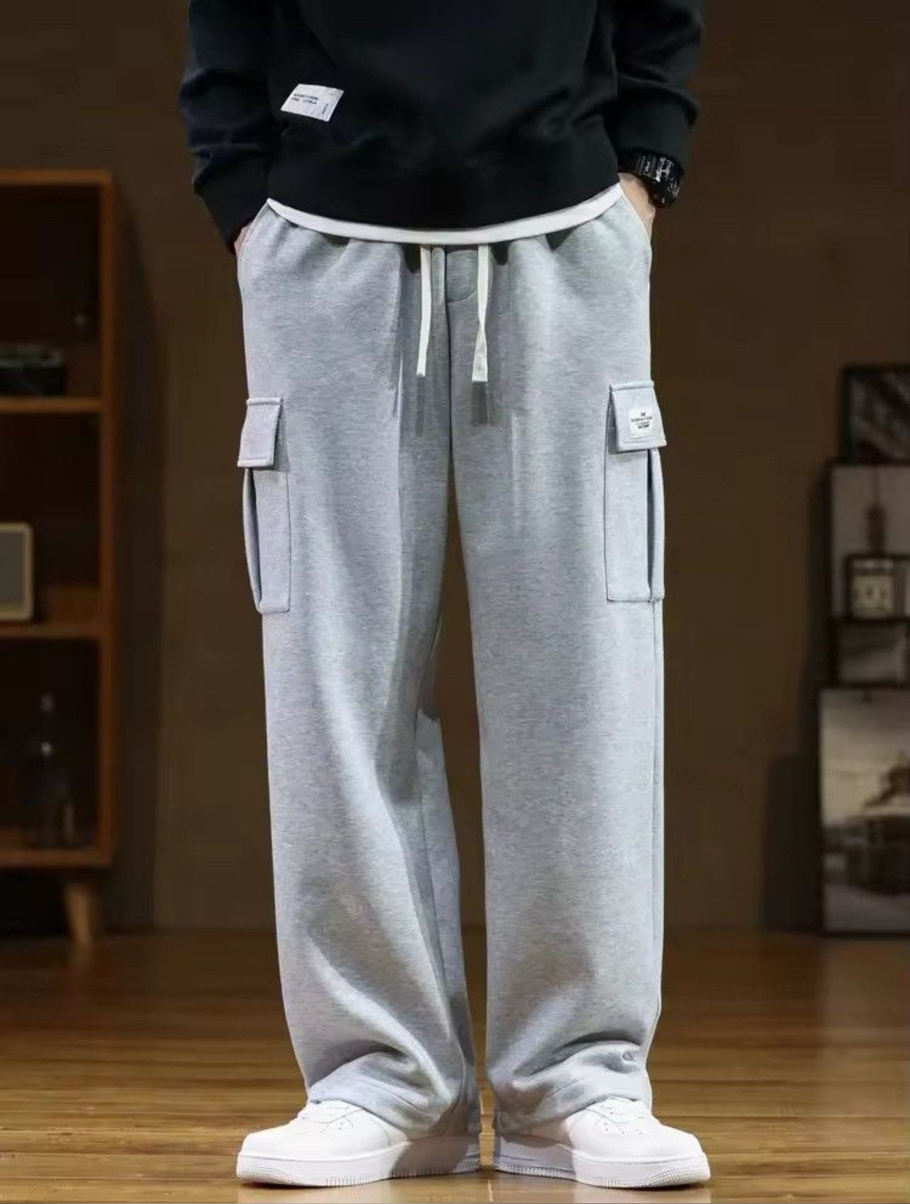 Japanese Brand Multi-Pockets Drawstring Cotton Casual Sweatpant Size US 29 - 1 Thumbnail