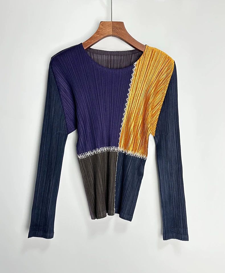 Issey Miyake issey miyake size:3 Four-color patchwork pleated top 2505- Size XXS / US 00 / IT 34 - 1 Thumbnail