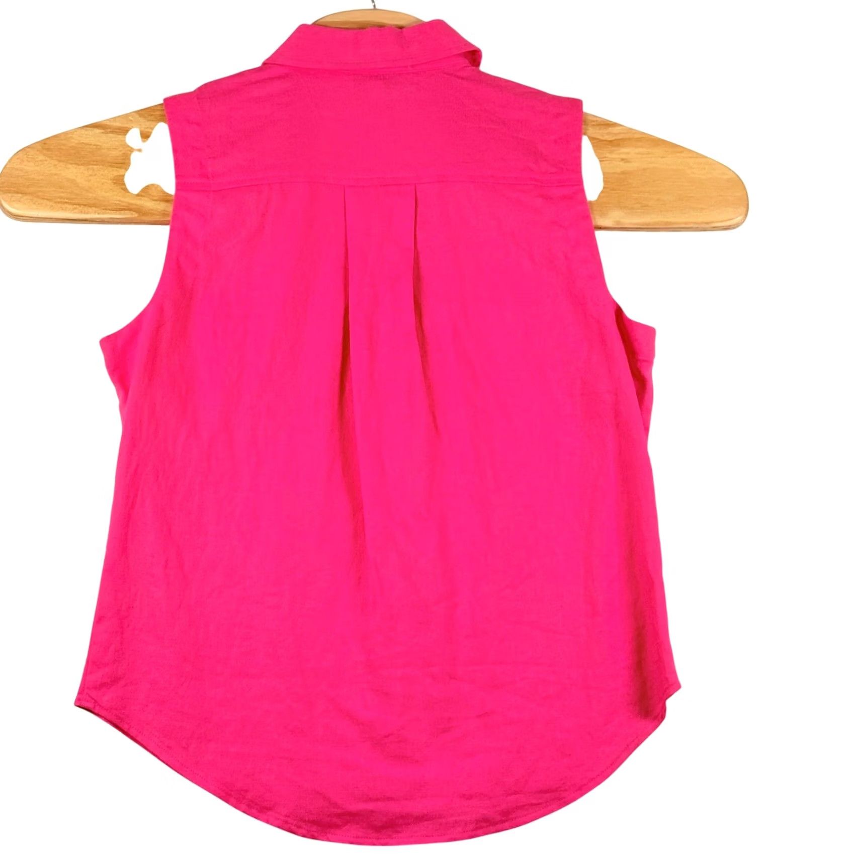 Vintage Ophelia Roe Womens S Pink Sleeveless Button Down Shirt Linen Blend Barbiecore Size S / US 4 / IT 40 - 3 Thumbnail