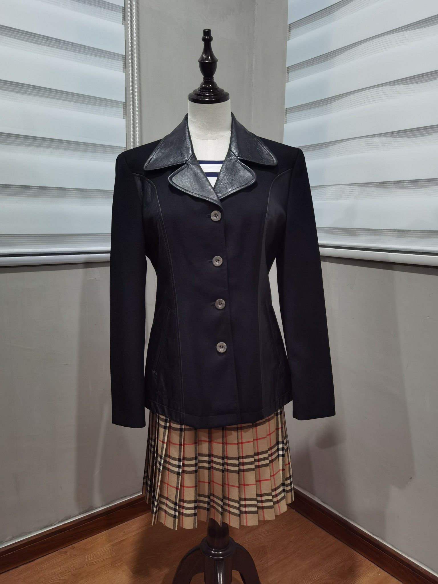 Sisley Sisley PARIS vintage leather wool designer BLAZER XS 8149 Size XS / US 0-2 / IT 36-38 - 2 Thumbnail