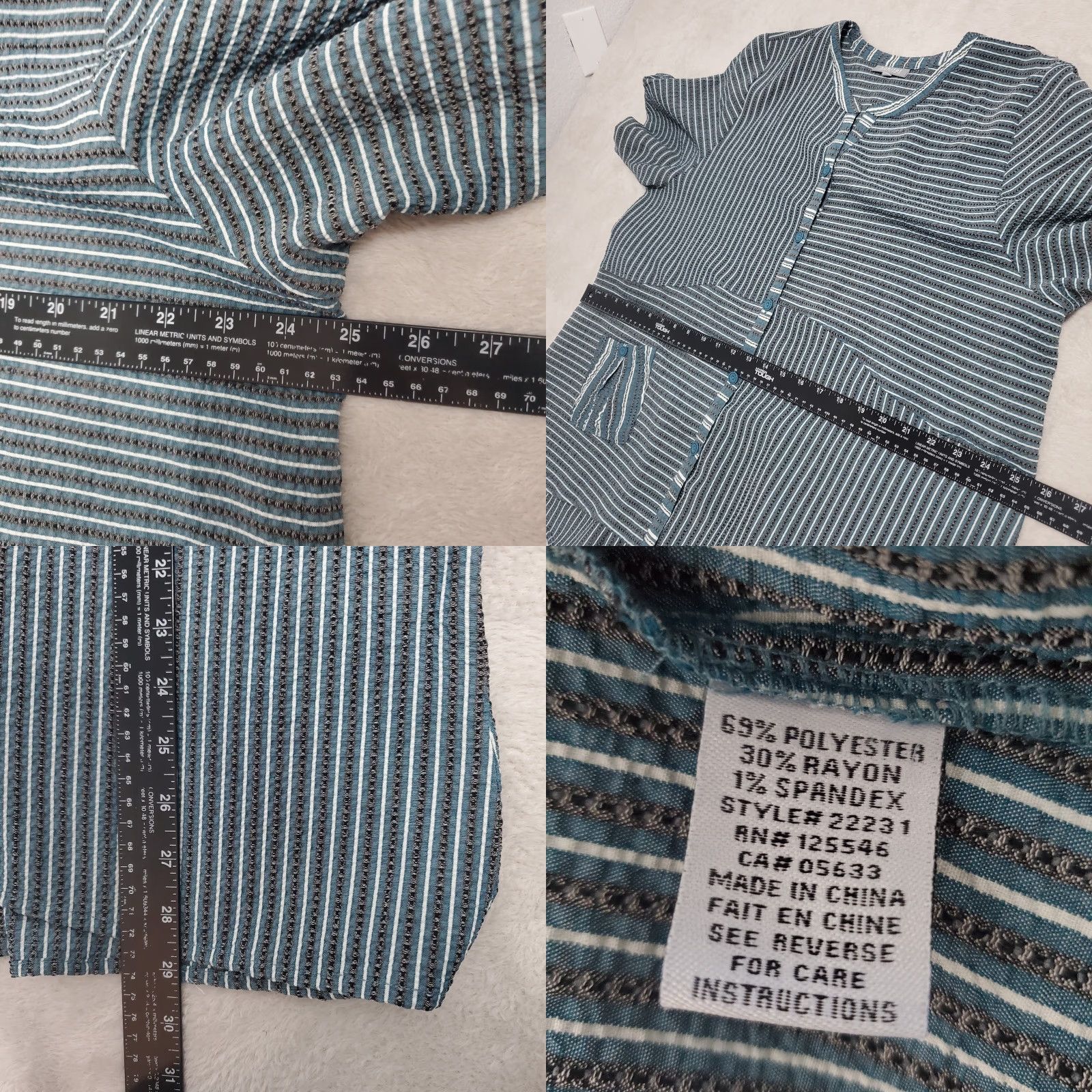 Habitat VINTAGE Habitat Top 1X No Size Tag Blue Gray Striped Button Tunic Relaxed Lagenlook Size XL / US 12-14 / IT 48-50 - 8 Thumbnail