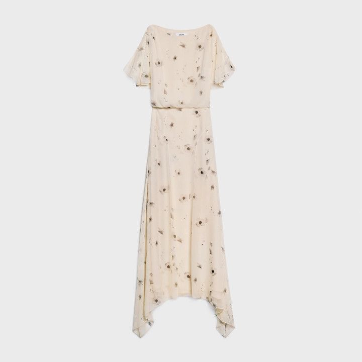 image of Celine O1W1Db10324 Dress With Cape In White, Women's (Size Medium)