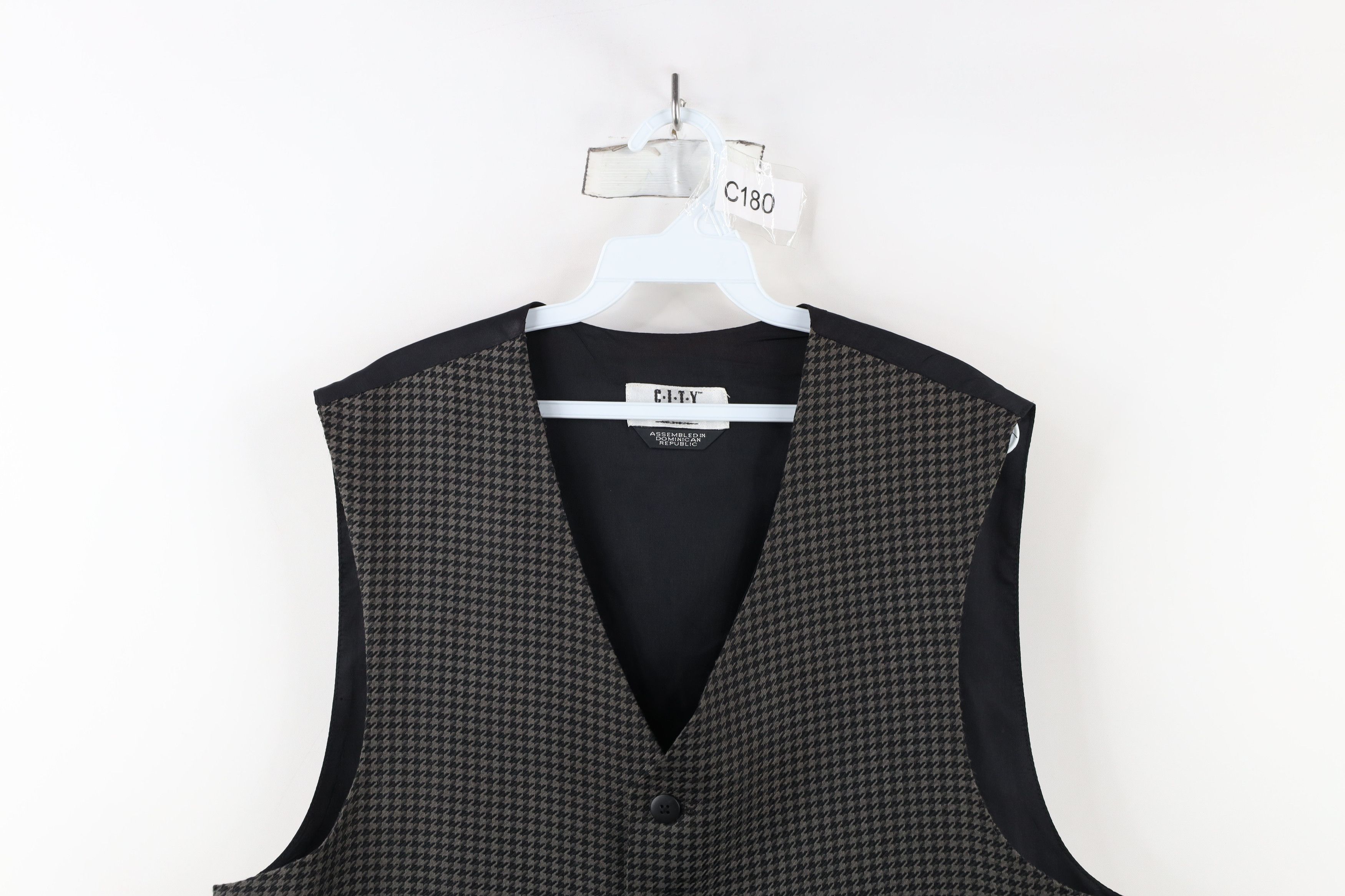 Vintage Vintage 90s Streetwear Houndstooth Button Suit Vest Jacket Size US M / EU 48-50 / 2 - 2 Thumbnail
