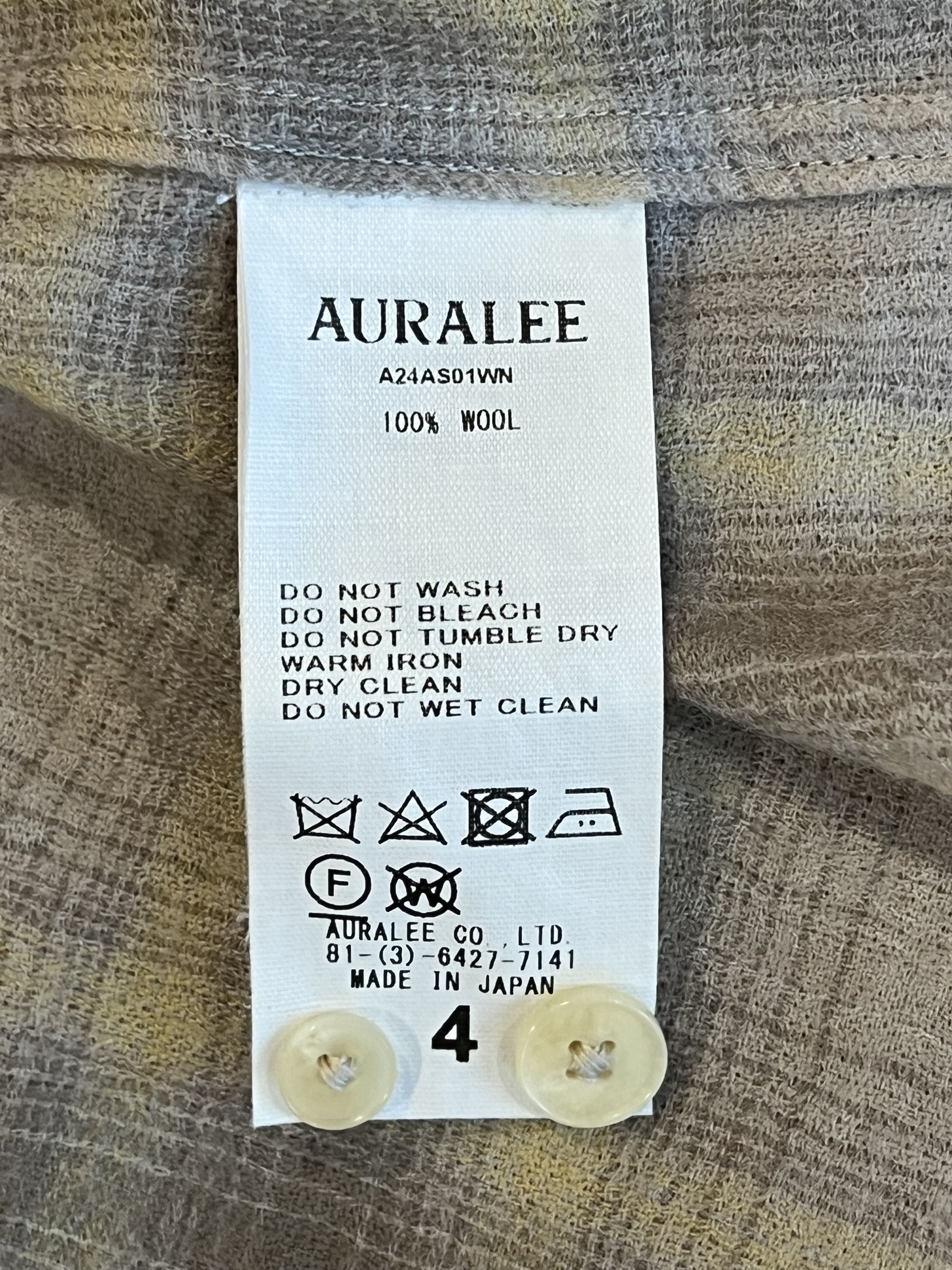Auralee 💚 Auralee Airy Wool Check Shirt Yellow Gray Check NEW Size US XL / EU 56 / 4 - 19 Thumbnail