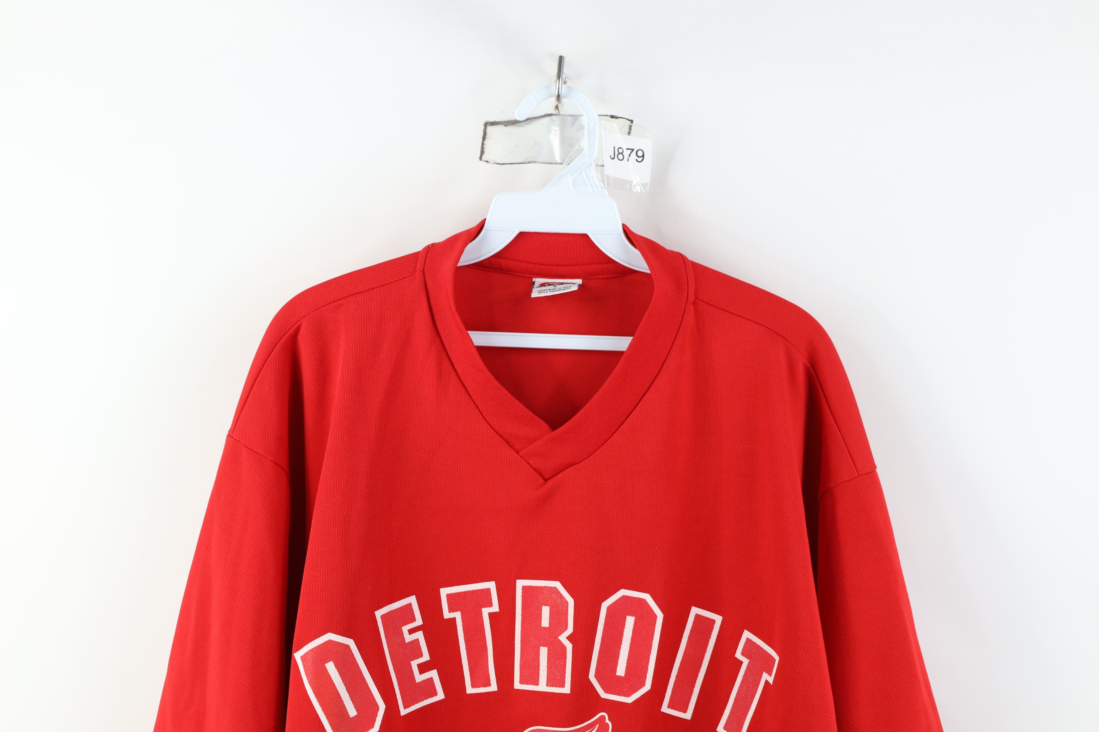 Vintage Vintage 90s Red Wings Hockey Jersey T-Shirt Red Polyester Size US L / EU 52-54 / 3 - 2 Thumbnail