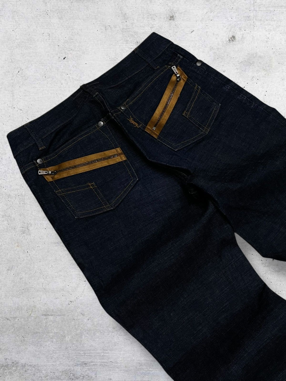 Yves Saint Laurent VINTAGE YVES SAINT LAURENT 90S DESIGNER FLARED MODEL DENIM Size US 27 - 14 Thumbnail