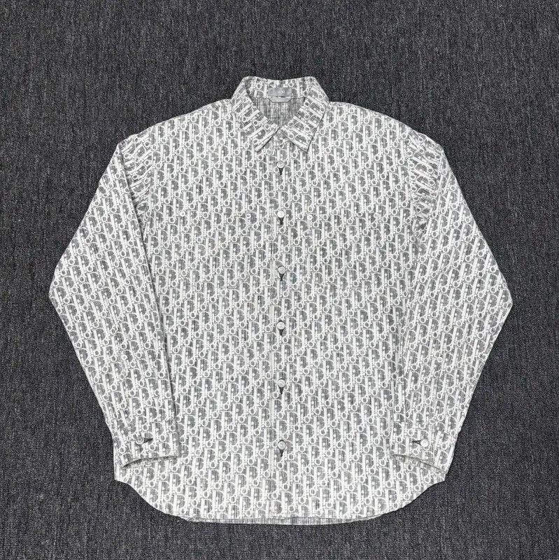 Dior Dior Gray Printed Long Sleeve Shirt for Men 0089 Size US S / EU 44-46 / 1 - 1 Thumbnail