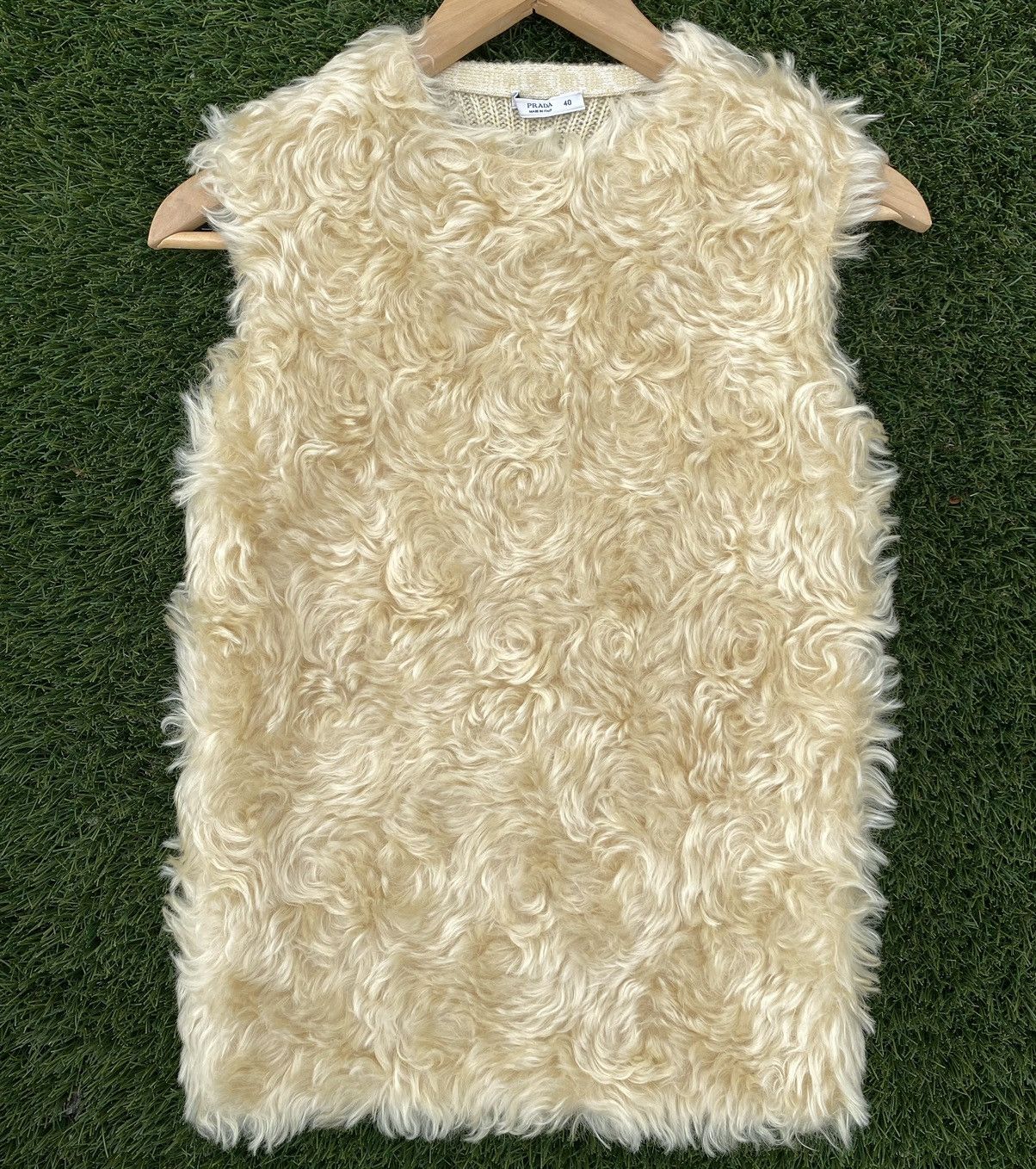 Image of Prada F/w 2007 Mohair Vest Runway Sweater Knit Wool Fur in Light Blondie, Women's (Size Small)