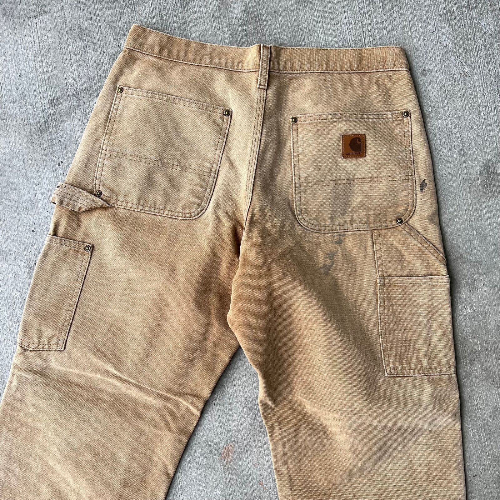 Carhartt × Vintage Carhartt faded brown double knee work wear carpenter pants Size US 31 - 6 Thumbnail