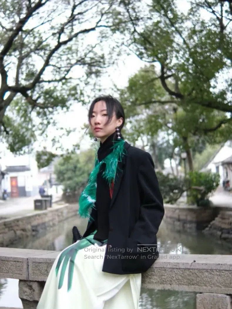Dries Van Noten Dries Van Noten Green Feather Scarf Size ONE SIZE - 1 Thumbnail