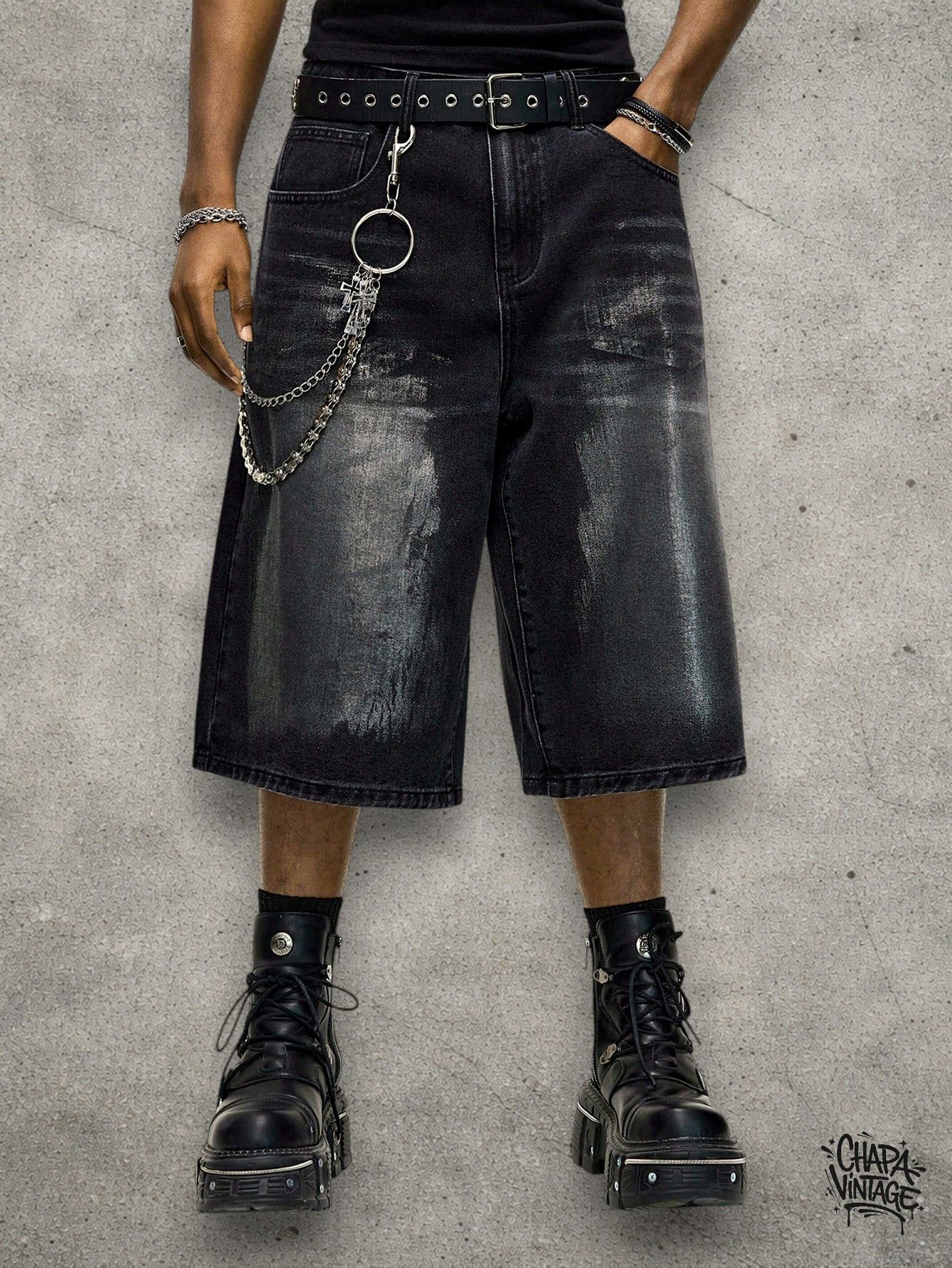 Japanese Brand Washed denim punk shorts Size US 32 / EU 48 - 3 Thumbnail