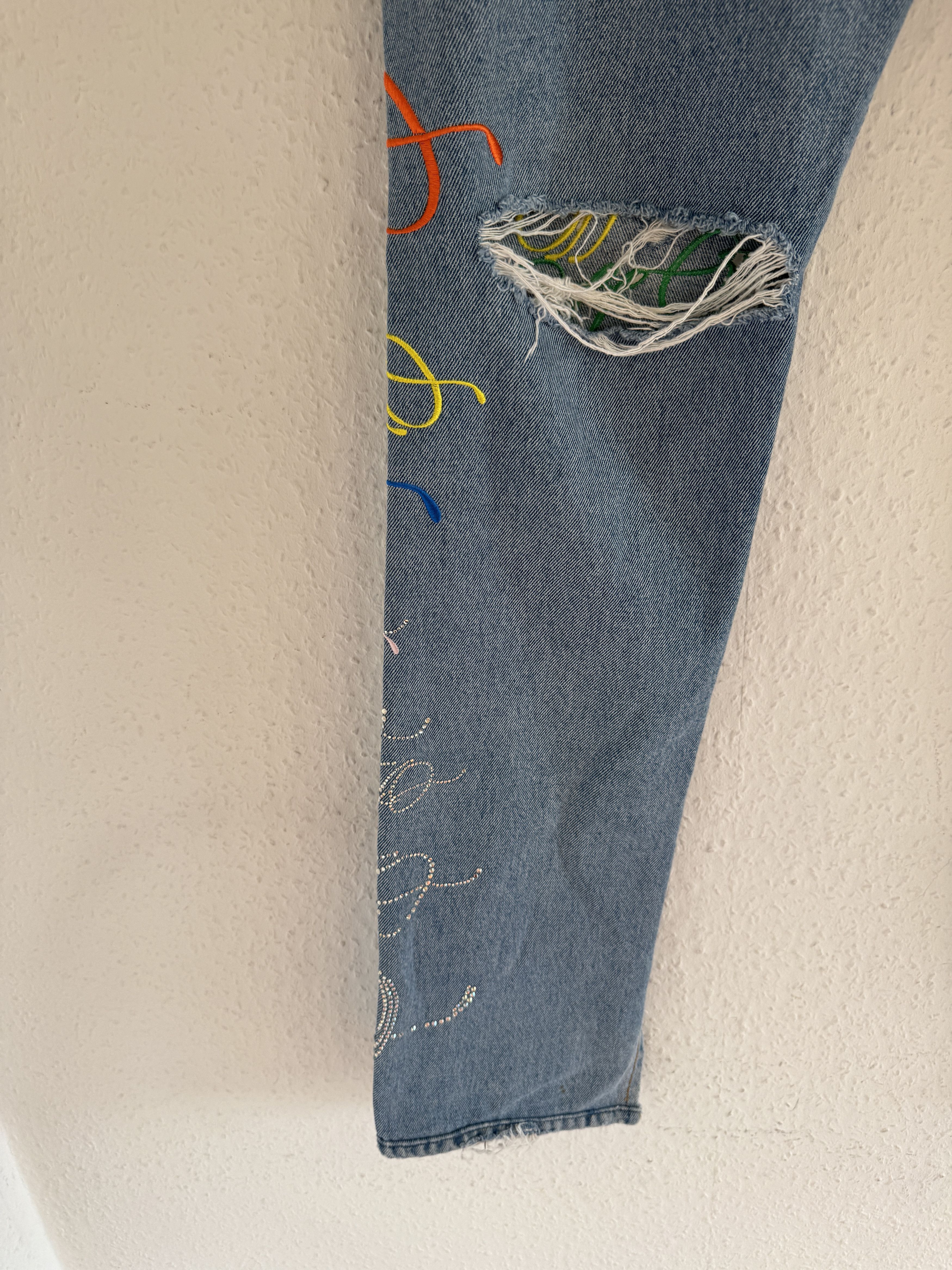 Off-White Rainbow crystal graffiti jeans Size US 32 / EU 48 - 25 Thumbnail