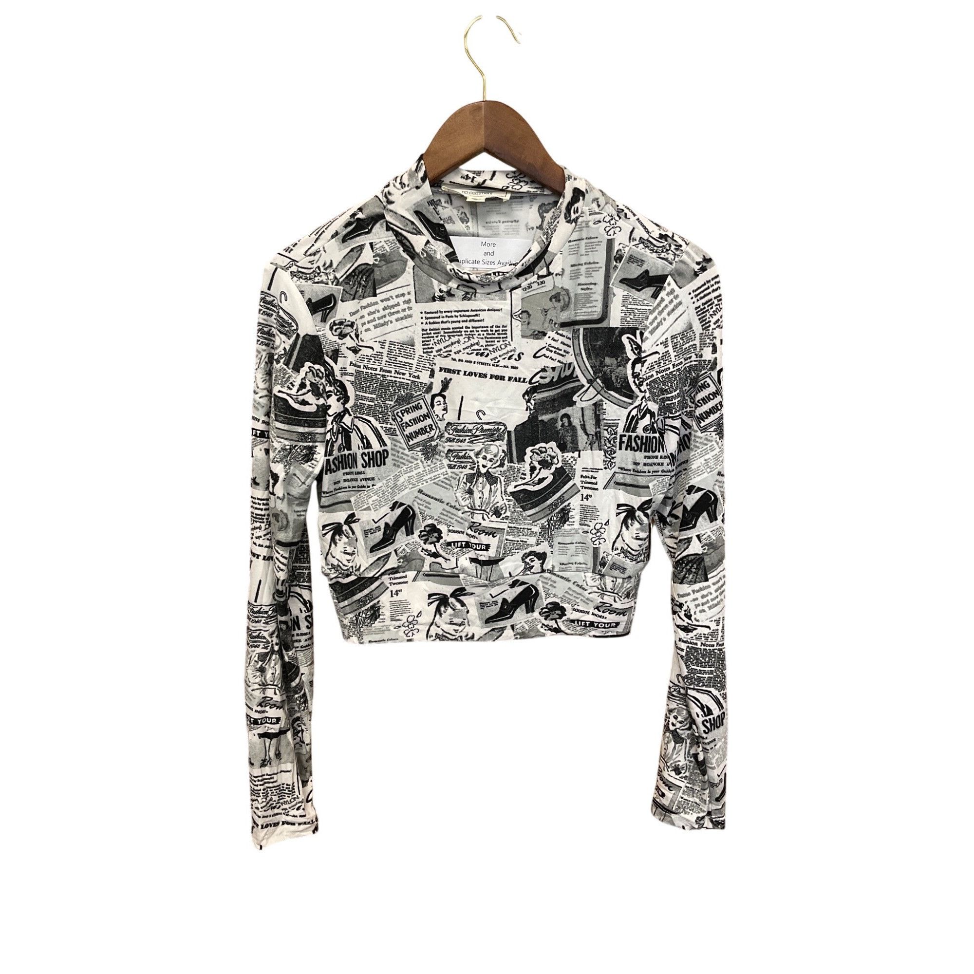 Other No Comment NY.LA XL Womens Long Sleeve Newspaper Print Cropp Size XL / US 12-14 / IT 48-50 - 2 Thumbnail