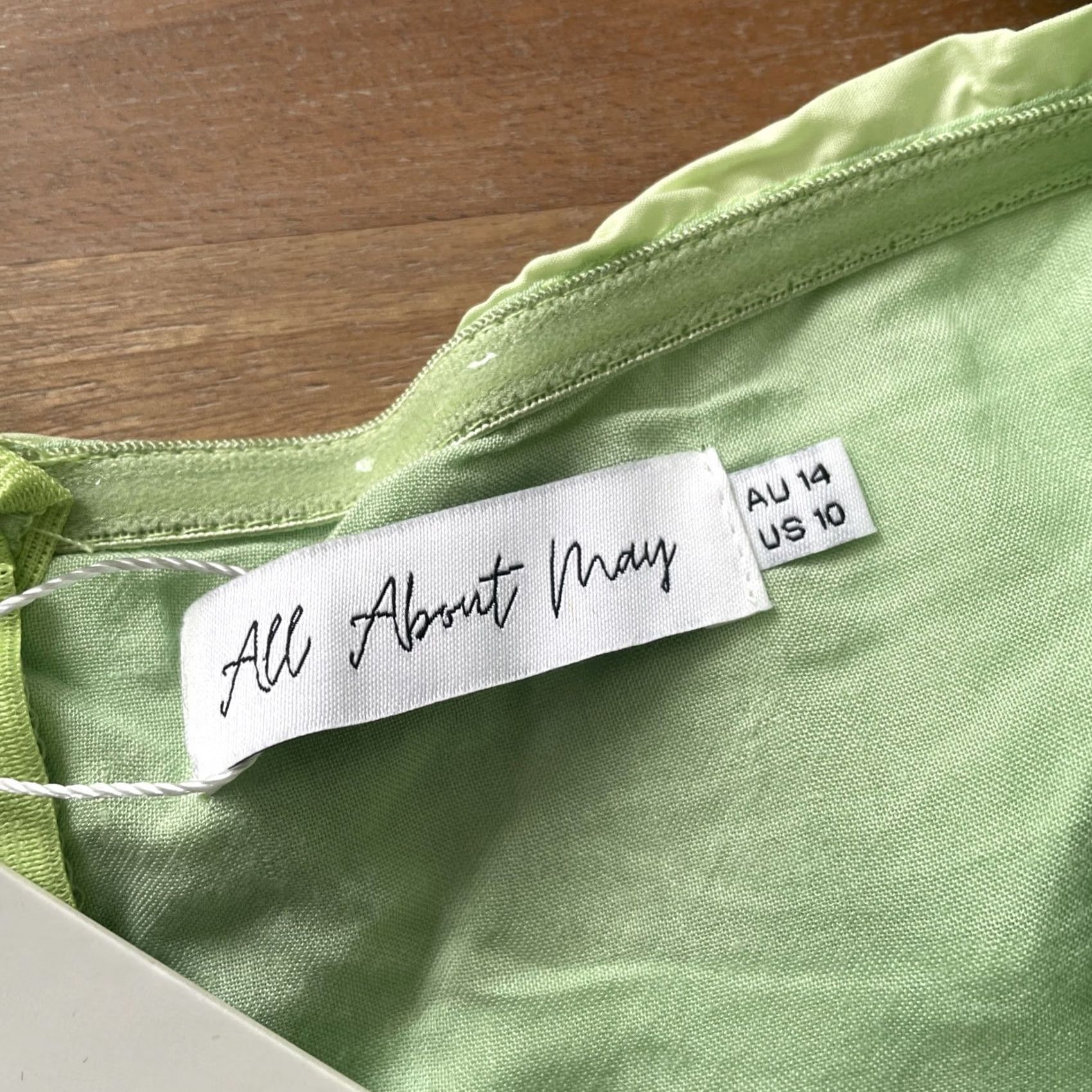 Vintage All About May Dress Women’s Size 10 Lime Green Maxi Sheath A-Line Puff Sleeve Dress Size L / US 10 / IT 46 - 4 Thumbnail