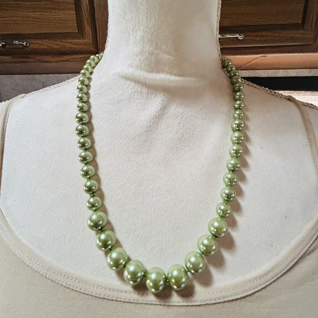 Vintage Vintage mint green glass hand knotted pearl 925 necklace Size ONE SIZE - 5 Thumbnail