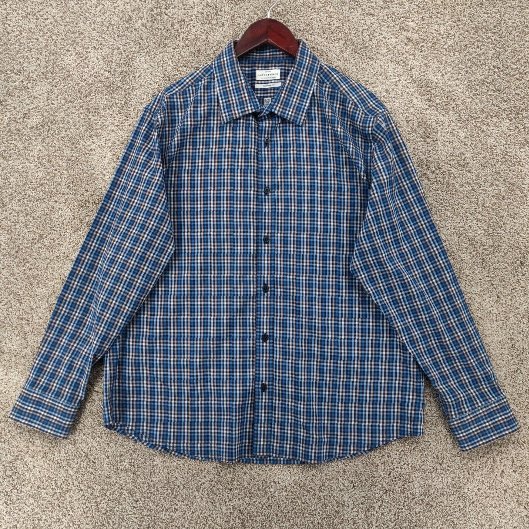 Lucky Brand Lucky Brand Shirt Mens XL Blue Plaid Button-Up Easy Care Pockets Classic Fit Long Sleeve Tailored Size US XL / EU 56 / 4 - 2 Thumbnail