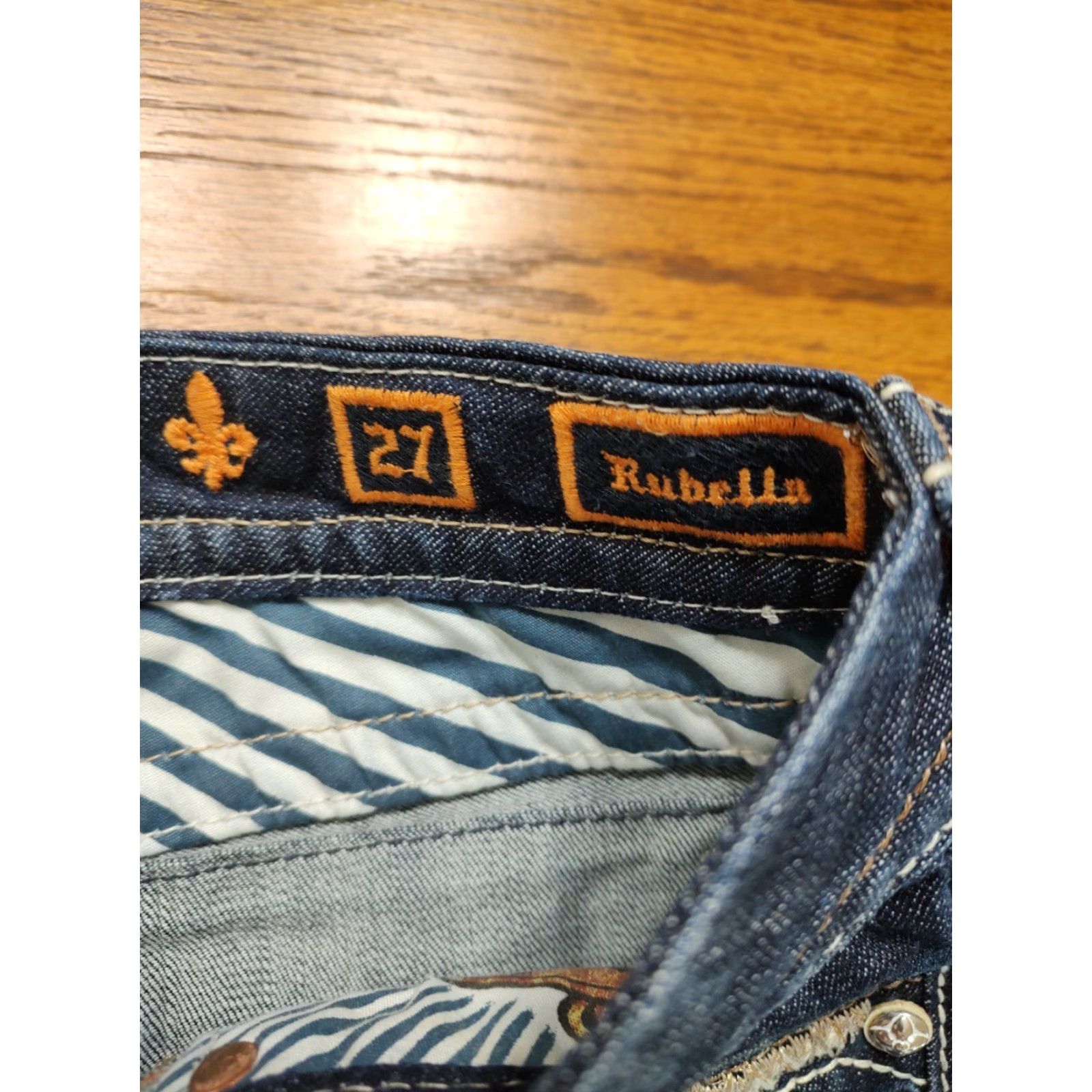 Vintage ROCK REVIVAL Womens Tag 27 Rubella Easy Capri Denim Blue Jeans Distress Pockets Size 27" / US 4 / IT 40 - 7 Thumbnail