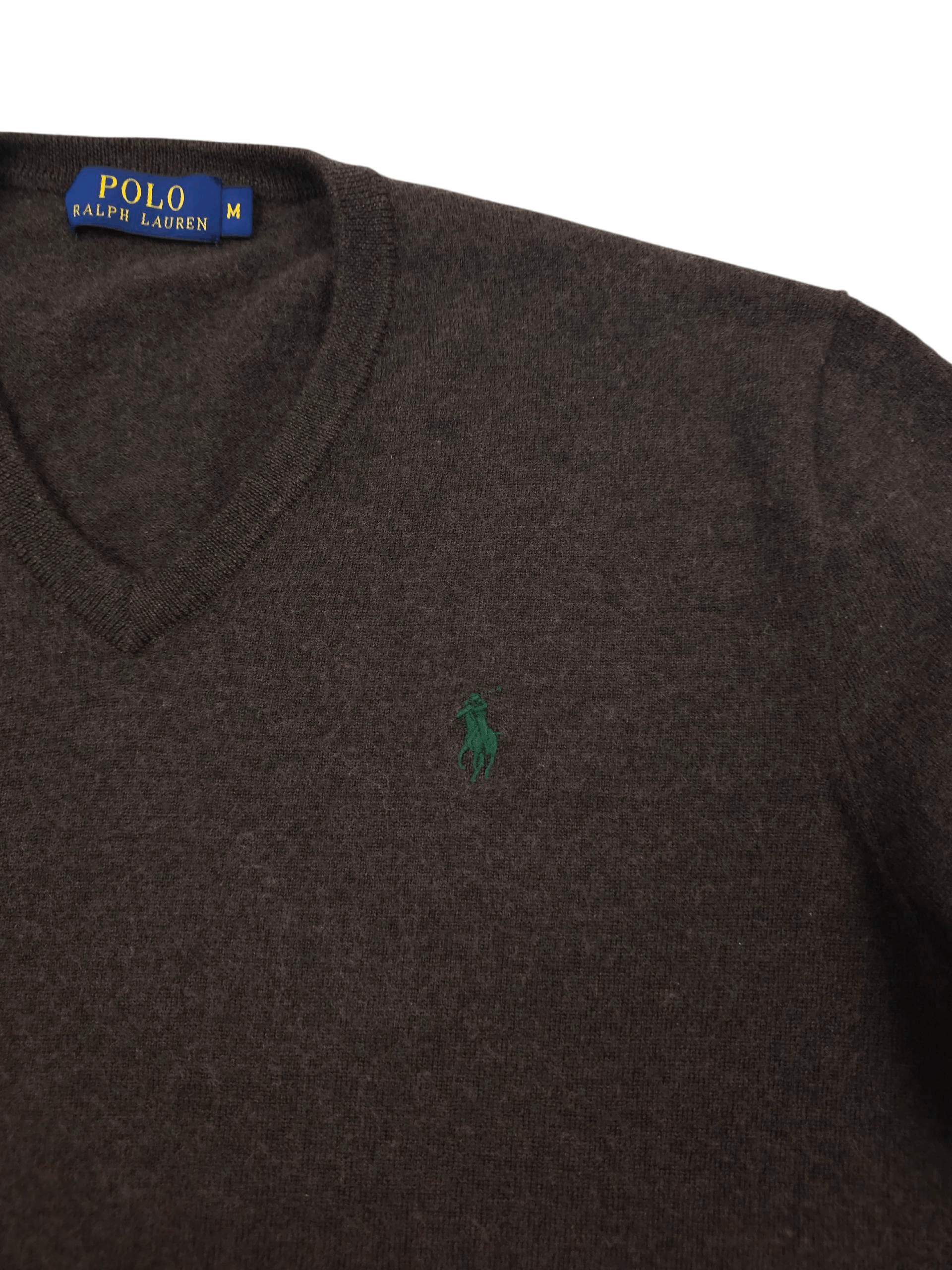 Polo Ralph Lauren 💎 Vintage Polo Ralph Lauren Brown V-neck Wool Sweater Size M / US 6-8 / IT 42-44 - 3 Thumbnail