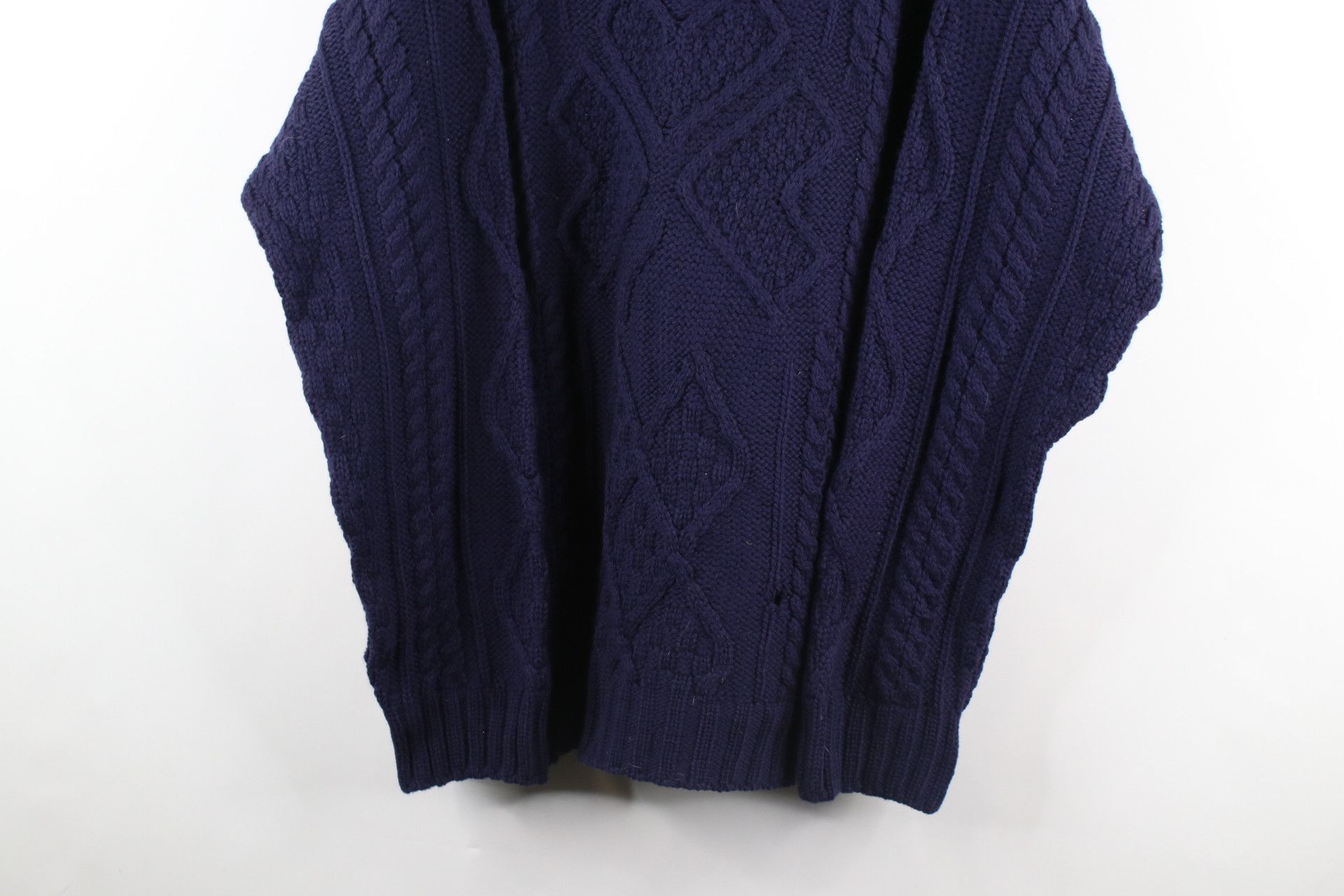 Vintage Vintage 90s Wool Chunky Cable Knit Marled Fisherman Sweater Size US L / EU 52-54 / 3 - 3 Thumbnail