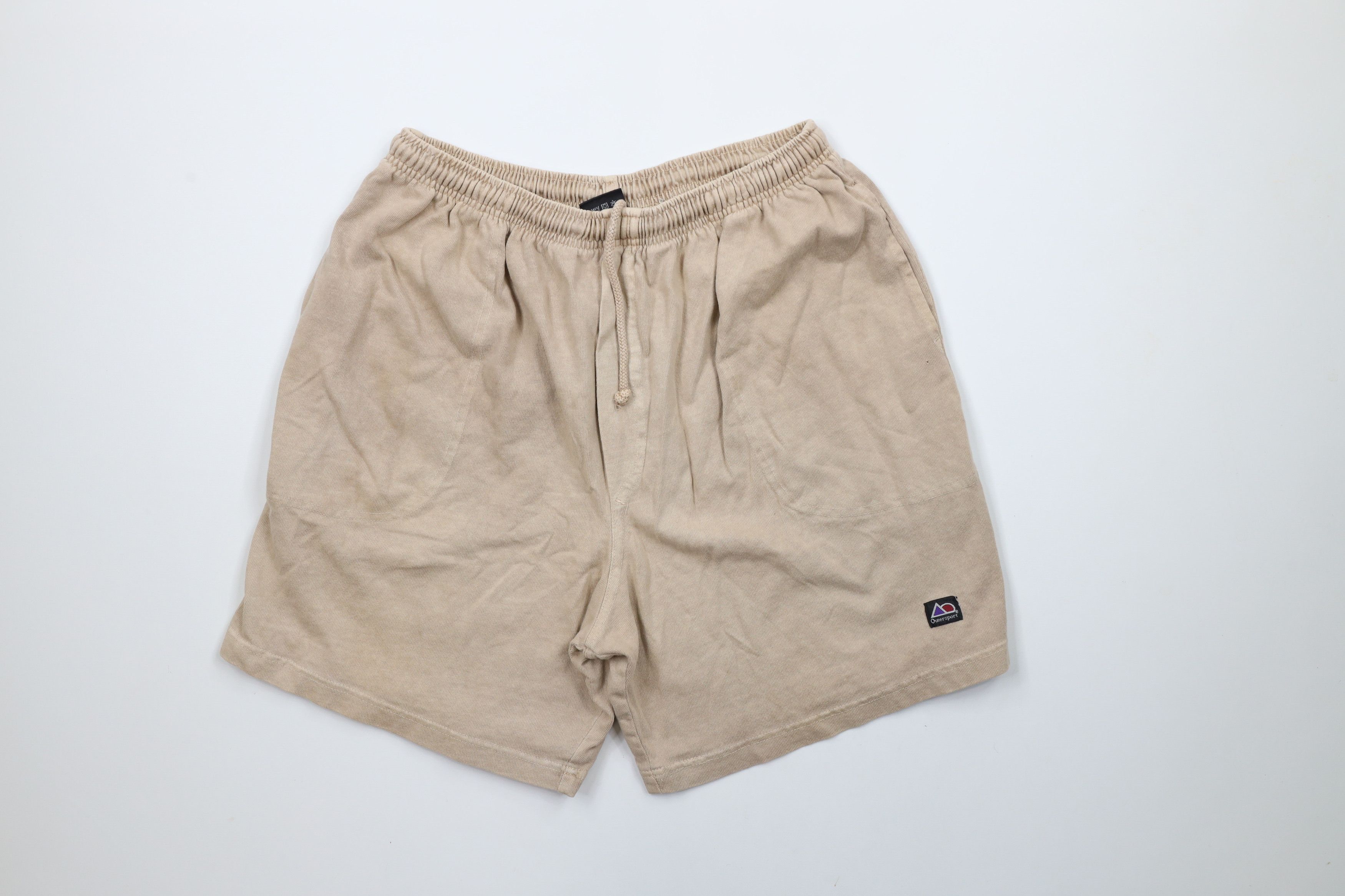 Vintage Vintage 90s Streetwear Pigment Dye Above Knee Shorts Beige Size US 34 / EU 50 - 1 Thumbnail