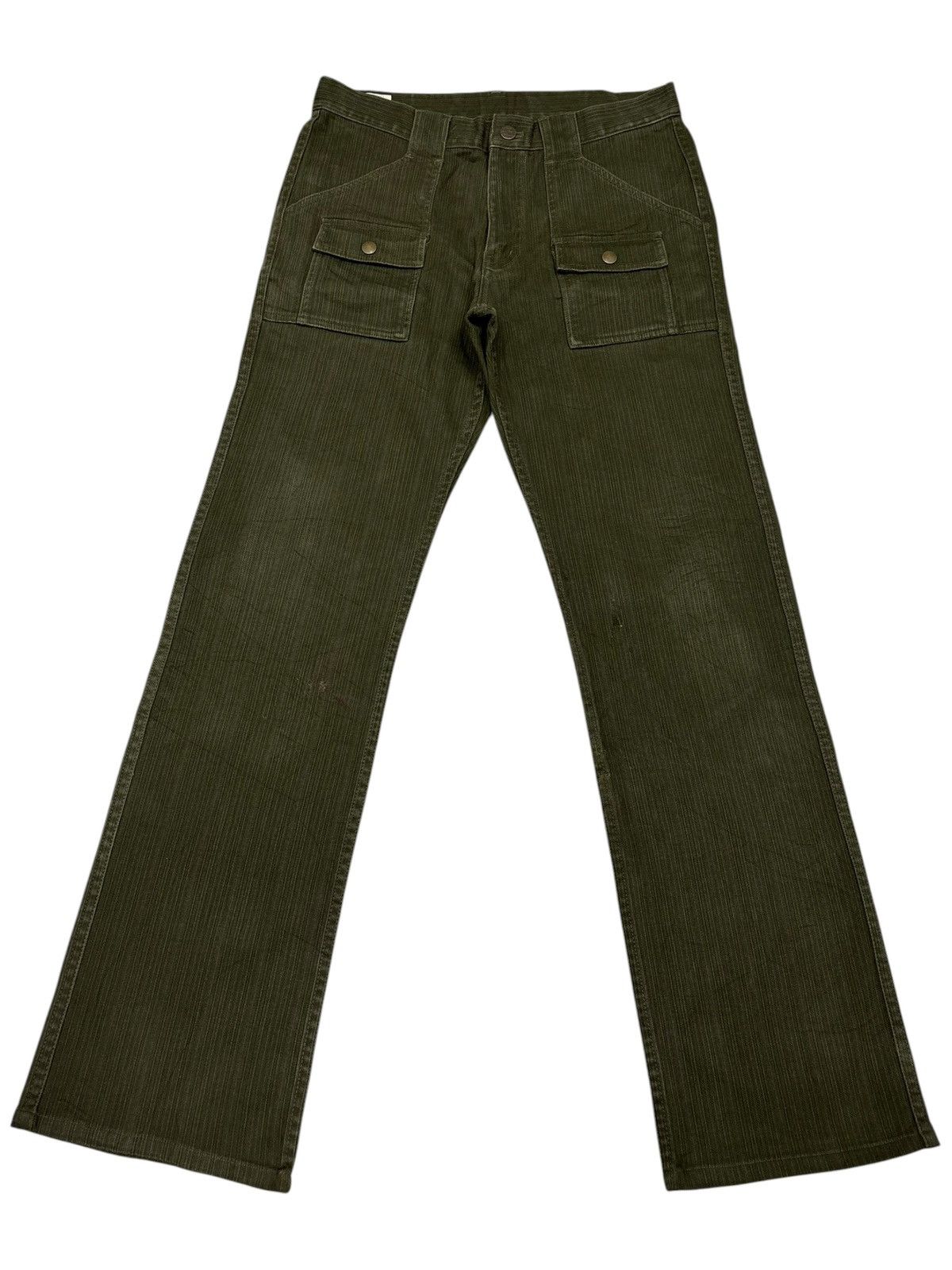 Kapital Vintage Olive Corduroy Utility Flare Pants Workwear Trousers Size US 30 / EU 46 - 1 Thumbnail