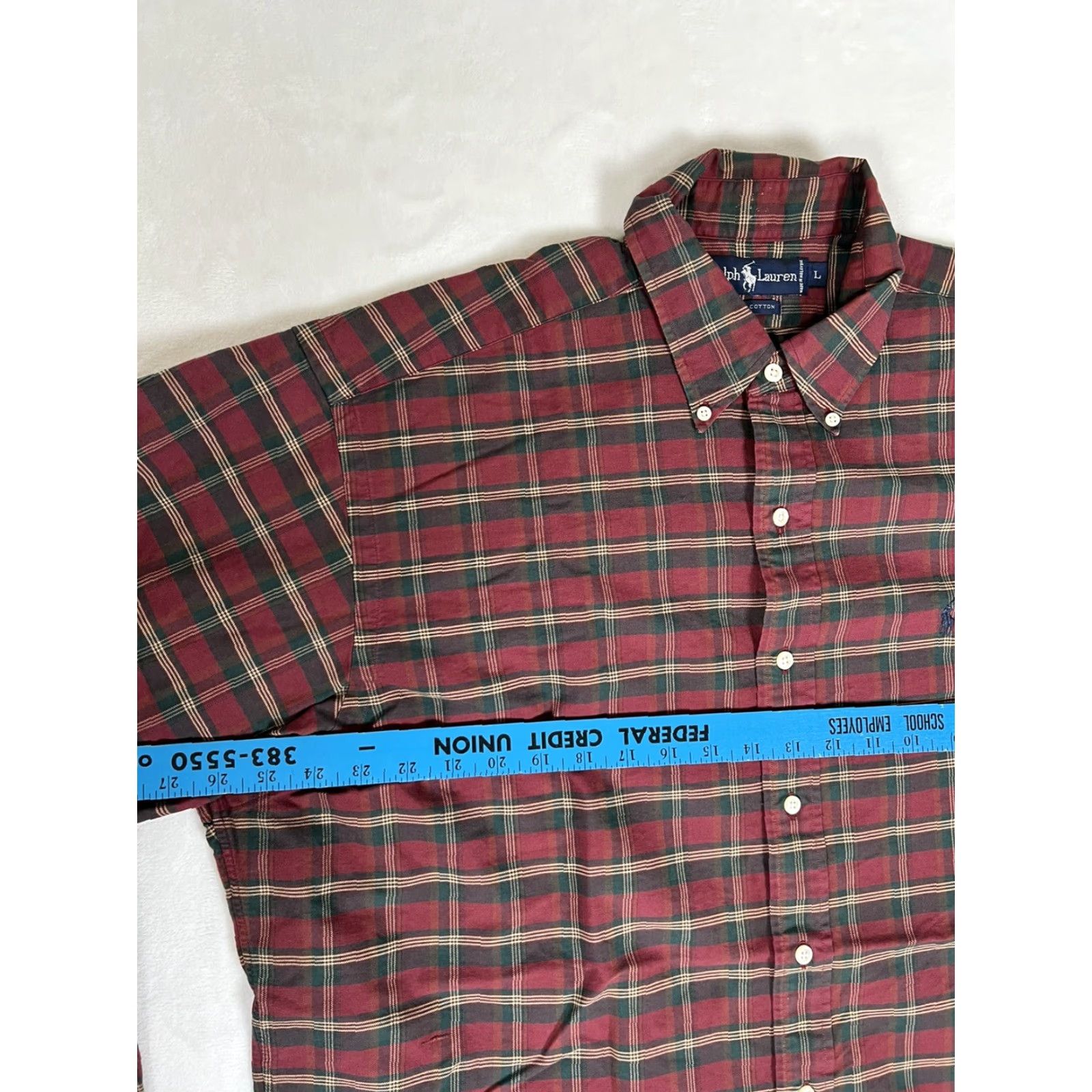 Polo Ralph Lauren VINTAGE Ralph Lauren Button-Up Plaid Long Sleeve Shirt Red Green Tan 2XL Men Size US XXL / EU 58 / 5 - 7 Thumbnail