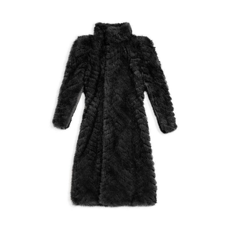 Balenciaga o1tr1nto1125 Round Shoulder Fitted Coat in Black Size L / US 10 / IT 46 - 1 Thumbnail
