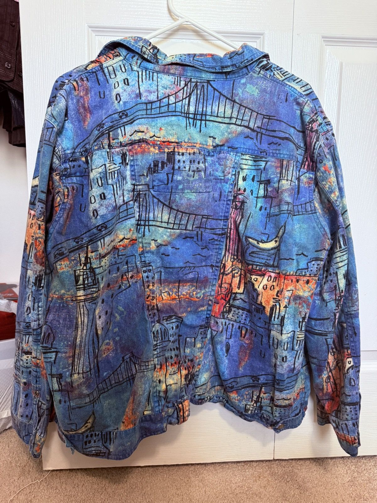 Chicos Chico’s Linen Cotton Blend Abstract City Jacket Shacket Size XL / US 12-14 / IT 48-50 - 4 Thumbnail
