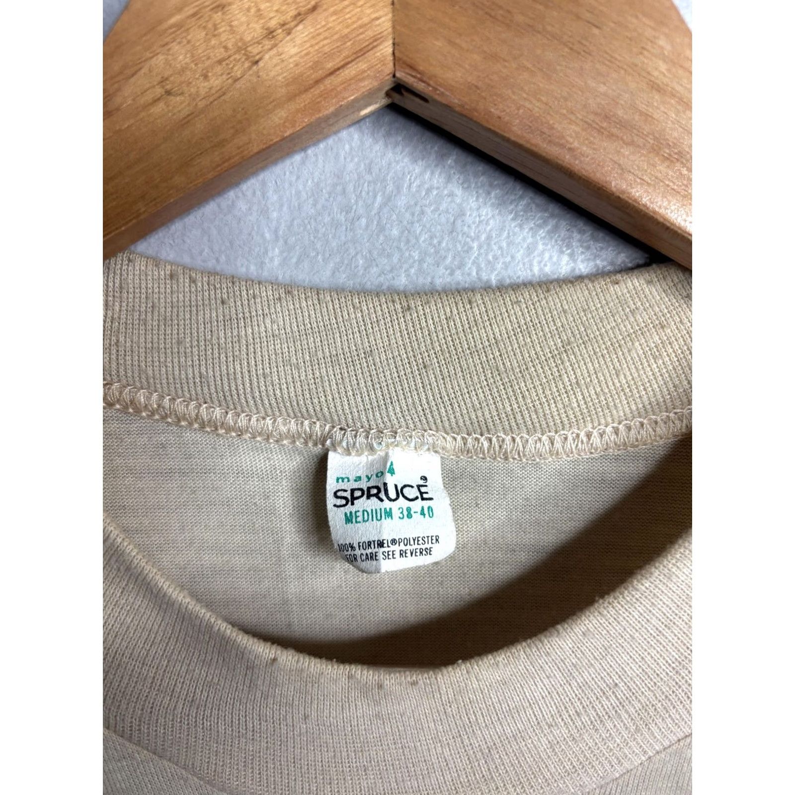 Vintage VINTAGE Mayo Spruce Shirt Mens Medium Tan Freedom To Be Yourself Graphic 70s Beige Short Sleeve Crew Neck Polyester 100% Fortrel Size US M / EU 48-50 / 2 - 3 Thumbnail