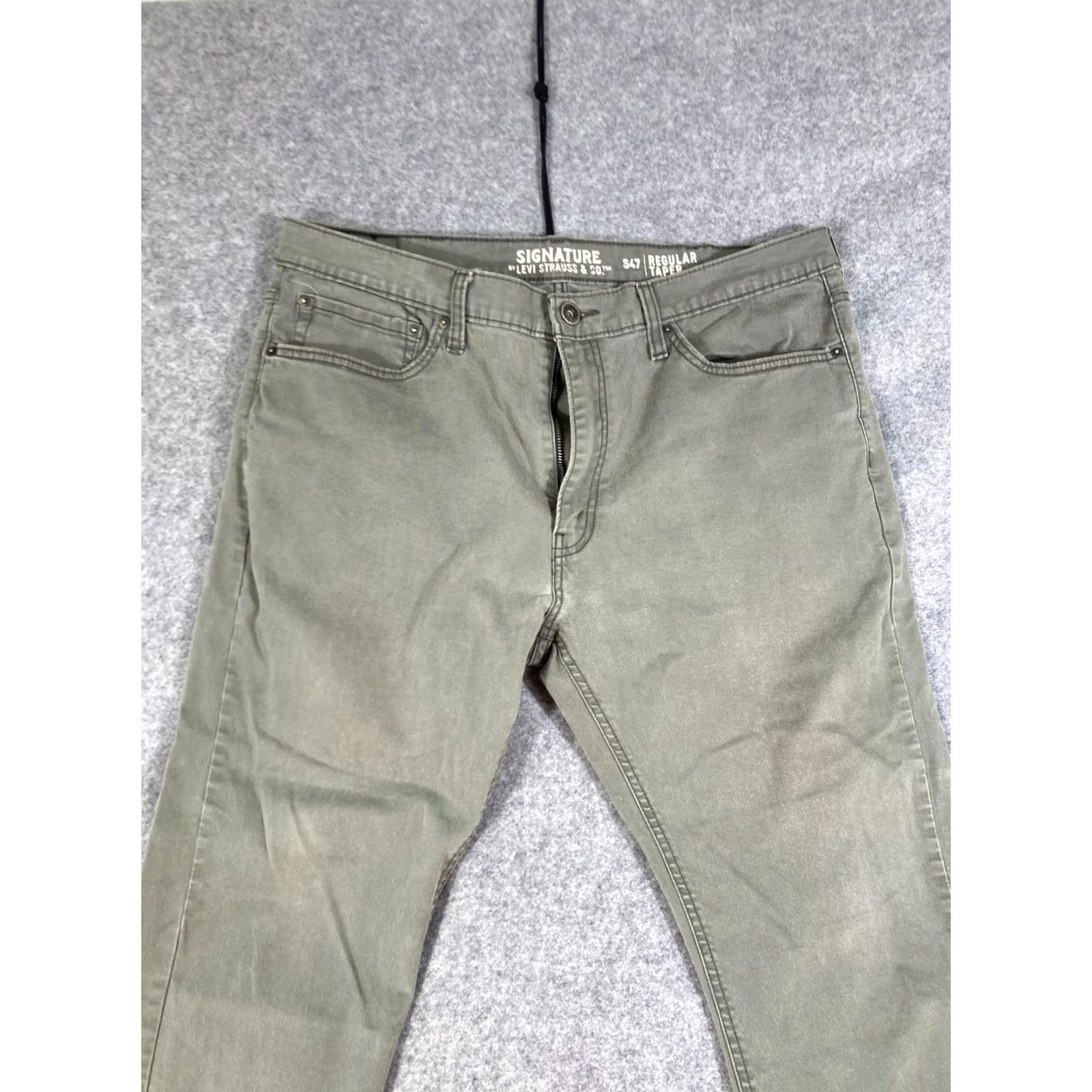 Levi's Levi's Signature S47 Tapered Jeans Mens 38X32 Green Denim Waistband Stretch Logo Medium Wash 5-Pocket Design Regular Fit Distinctive 90s Outdoor Mens Size US 38 / EU 54 - 2 Thumbnail