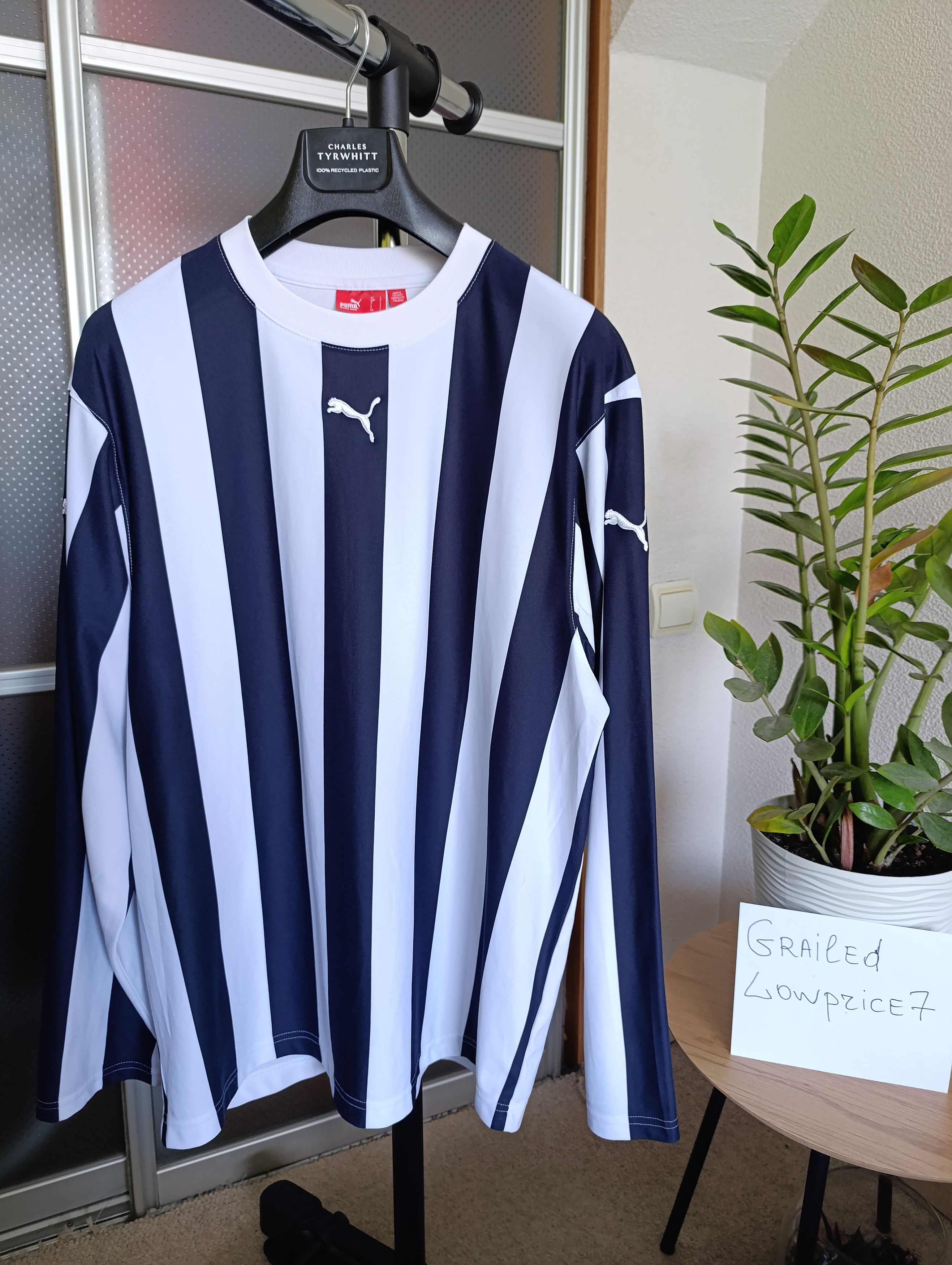 Puma × Vintage PUMA LONG SLEEVE STRIPED SHIRT CREW NECK FOOTBALL JERSEY Size US L / EU 52-54 / 3 - 1 Thumbnail