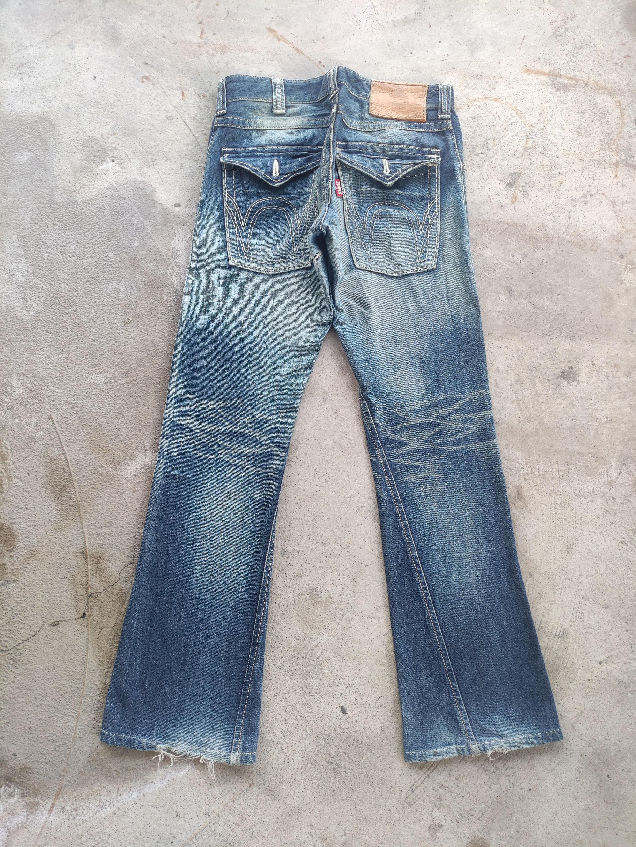 Vintage Edwin Japan Flare Distressed Faded Denim