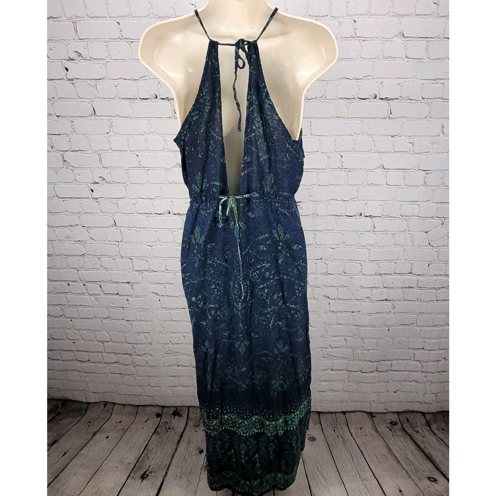 O'Neill O’Neill Maxi Dress Halter Adjustable Side Slit Floral Blue Green M Women Size M / US 6-8 / IT 42-44 - 2 Thumbnail