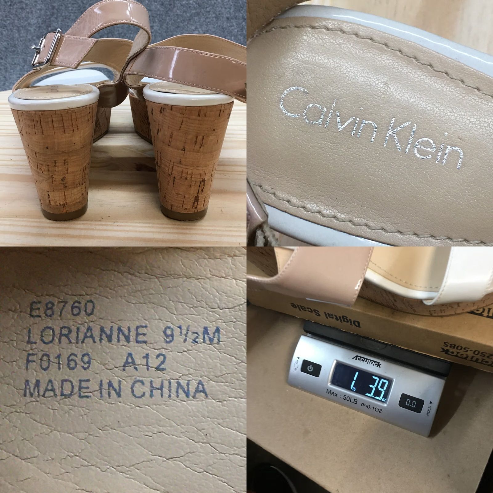 Calvin Klein Calvin Klein Sandals Womens 9.5 M Lorianne Slingback White Leather Cork Wedge Size US 10 / IT 40 - 9 Thumbnail