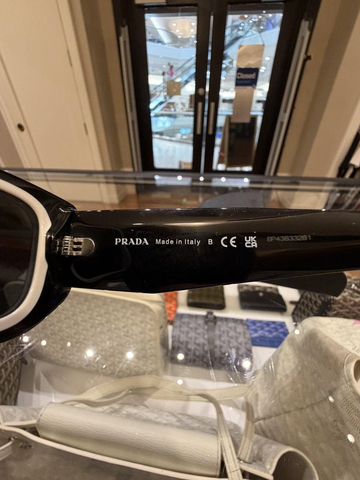 Prada Prada Symbole Rectangle Sunglasses- Black Size ONE SIZE - 5 Thumbnail