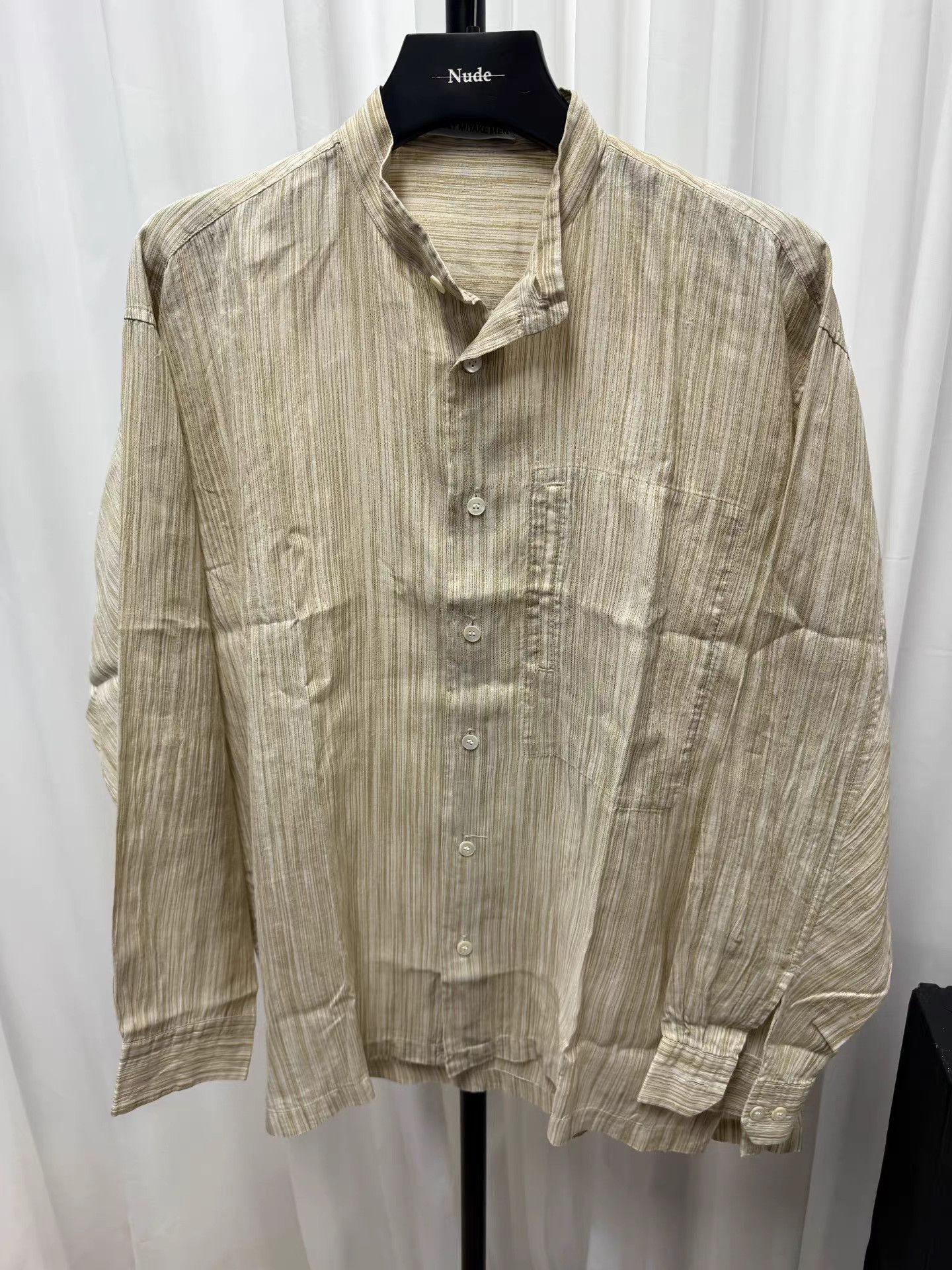 Issey Miyake Issey Miyake Men 100% Linen Vintage Stripe Pocket Shirt K20 Size US XL / EU 56 / 4 - 1 Thumbnail
