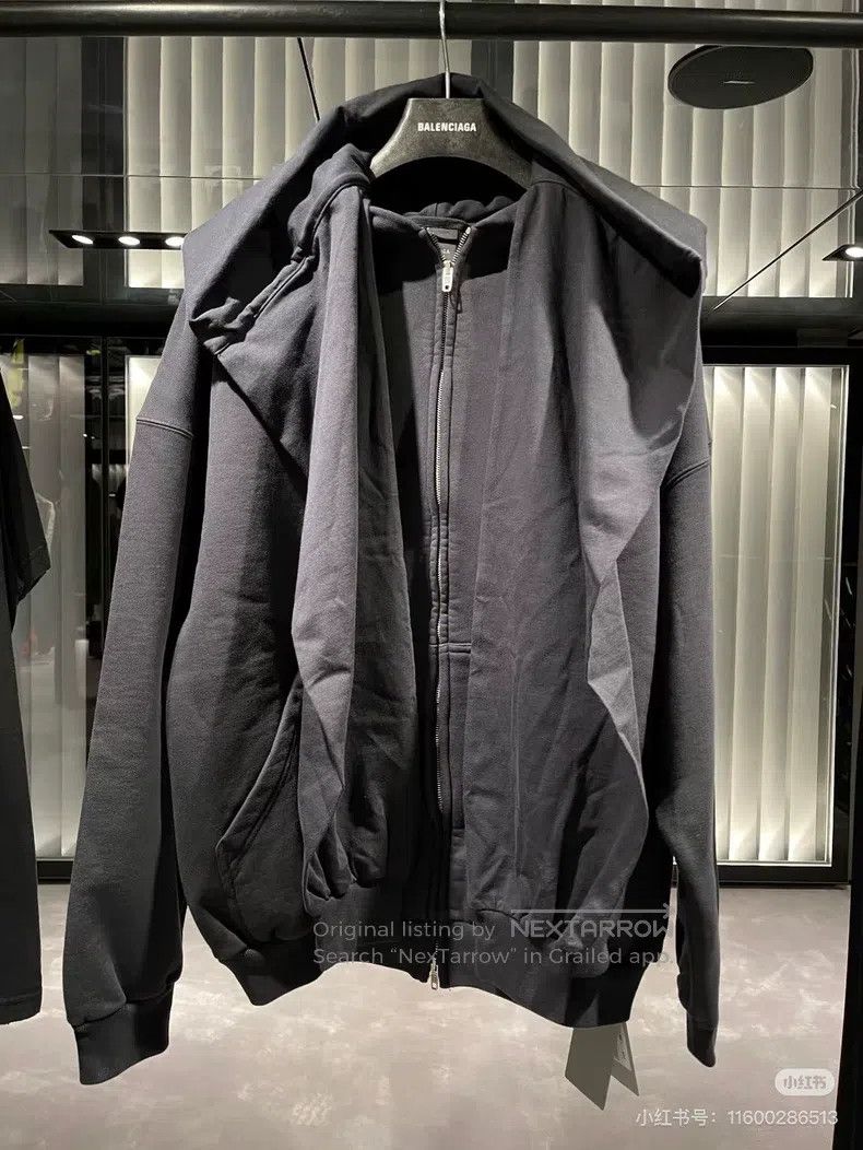 Balenciaga Balenciaga Black Four-Sleeve Mock Two-Piece Hooded Zip-Up Size US S / EU 44-46 / 1 - 6 Thumbnail