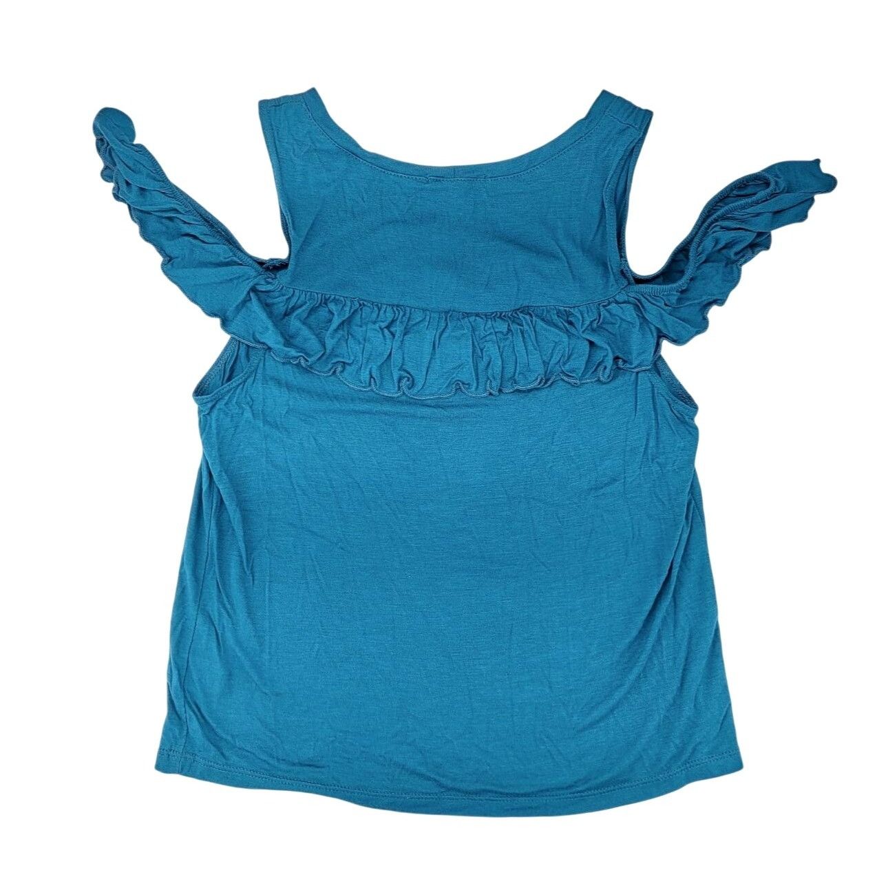 Other Willow & Clay Teal Cold Shoulder Top Blouse Ruffle Women Med Size M / US 6-8 / IT 42-44 - 2 Thumbnail