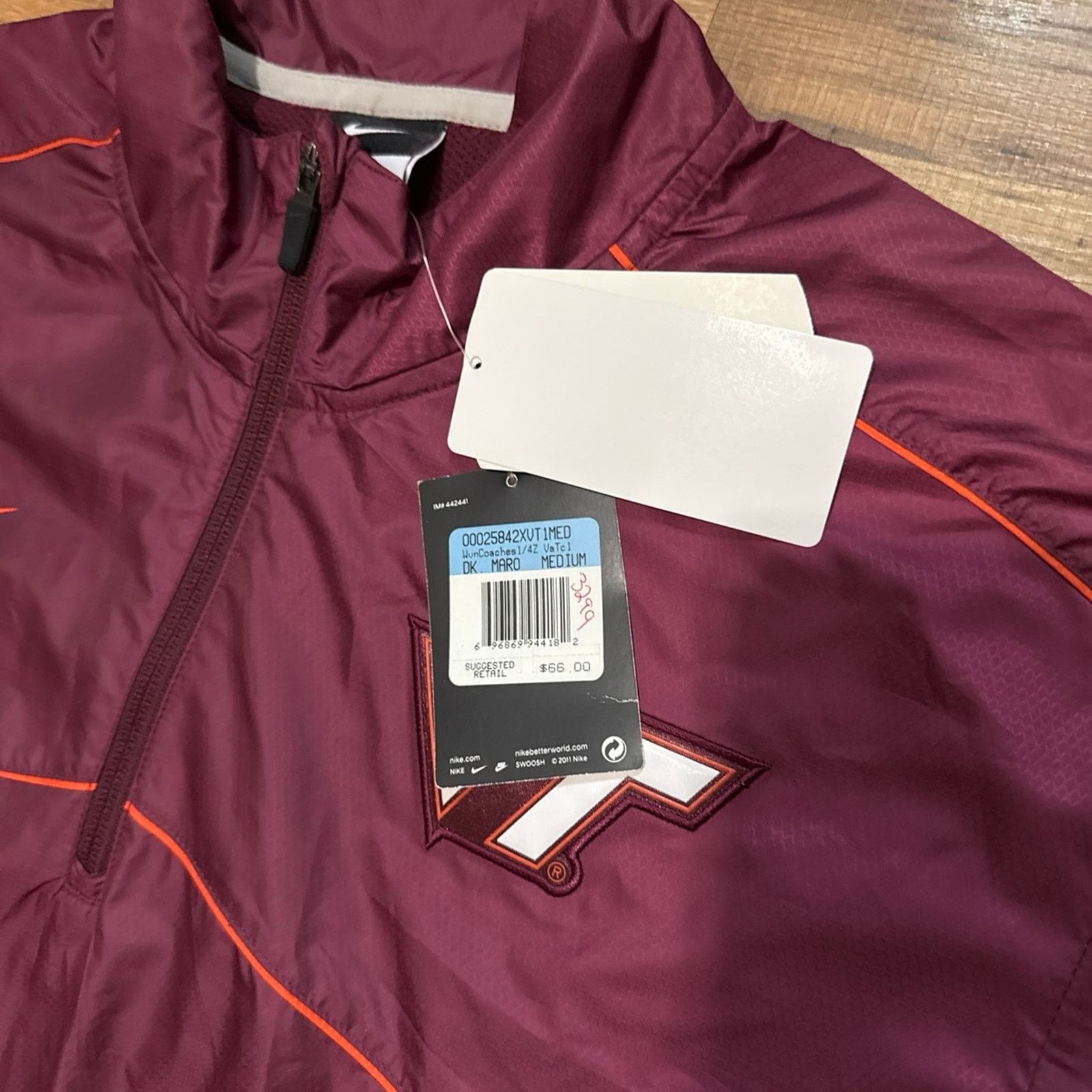 Nike 2011 Nike Team Virginia Tech Quarter Zip Windbreaker Jacket Size US M / EU 48-50 / 2 - 9 Thumbnail