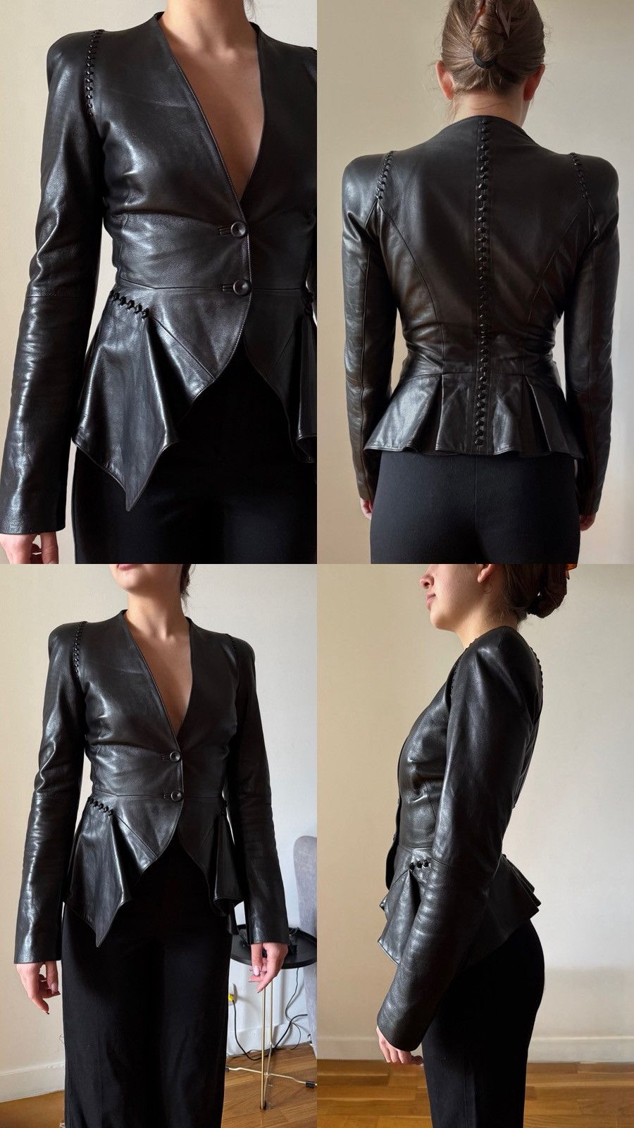 Alexander McQueen Alexander McQueen Leather Jacket Biker Black Fashion Size XS / US 0-2 / IT 36-38 - 3 Thumbnail